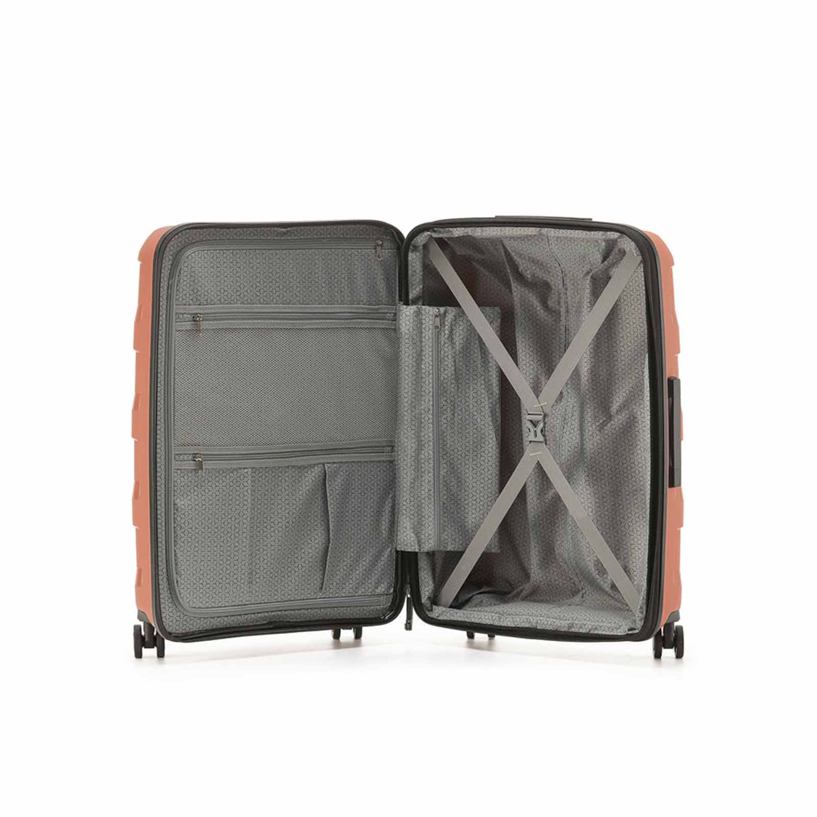 Tosca-Comet-4-Wheel-55cm-Carry-On-Suitcase-Mocha-Open