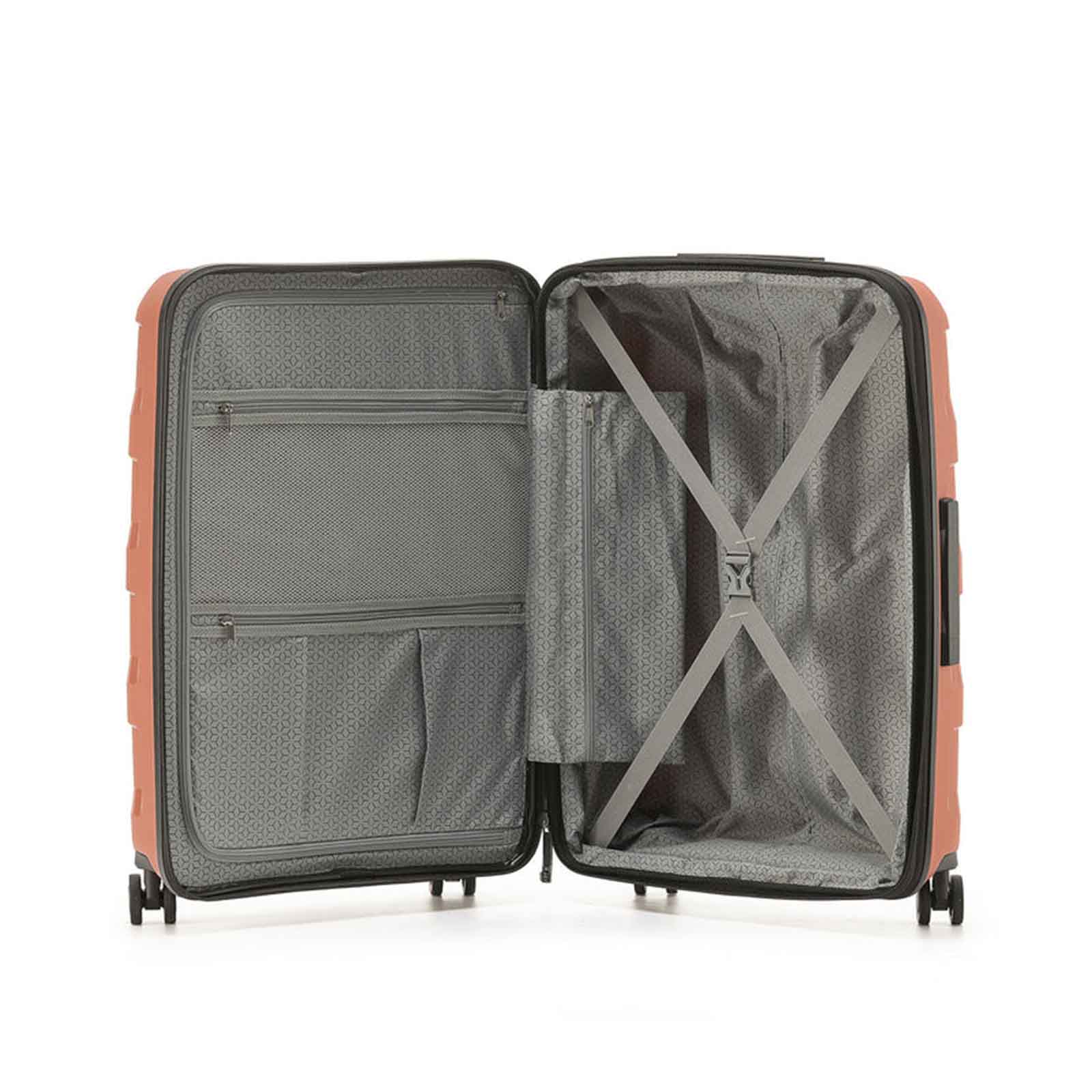 Tosca-Comet-4-Wheel-67cm-Medium-Suitcase-Mocha-Open