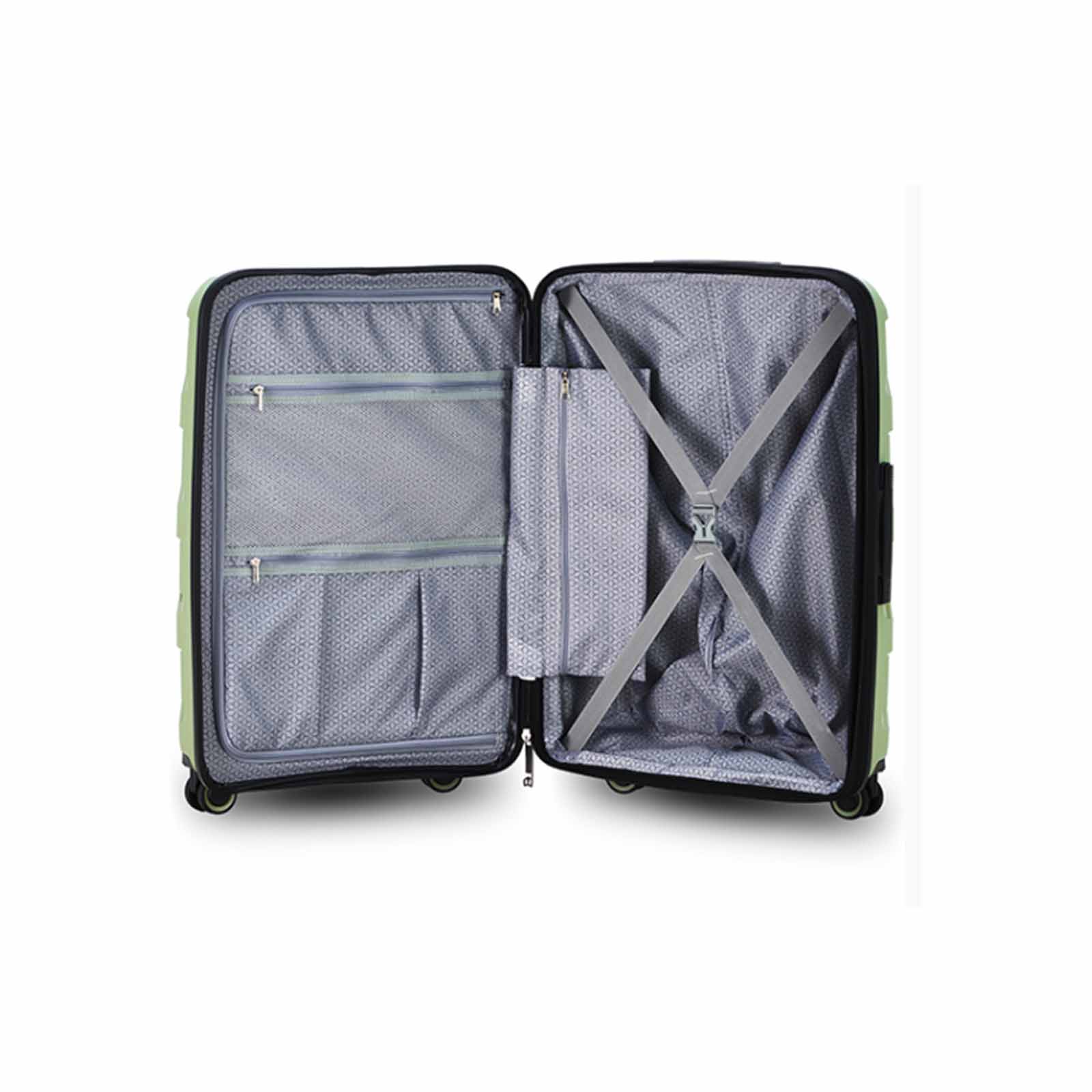 Tosca-Comet-4-Wheel-67cm-Medium-Suitcase-Sage-Green-Open