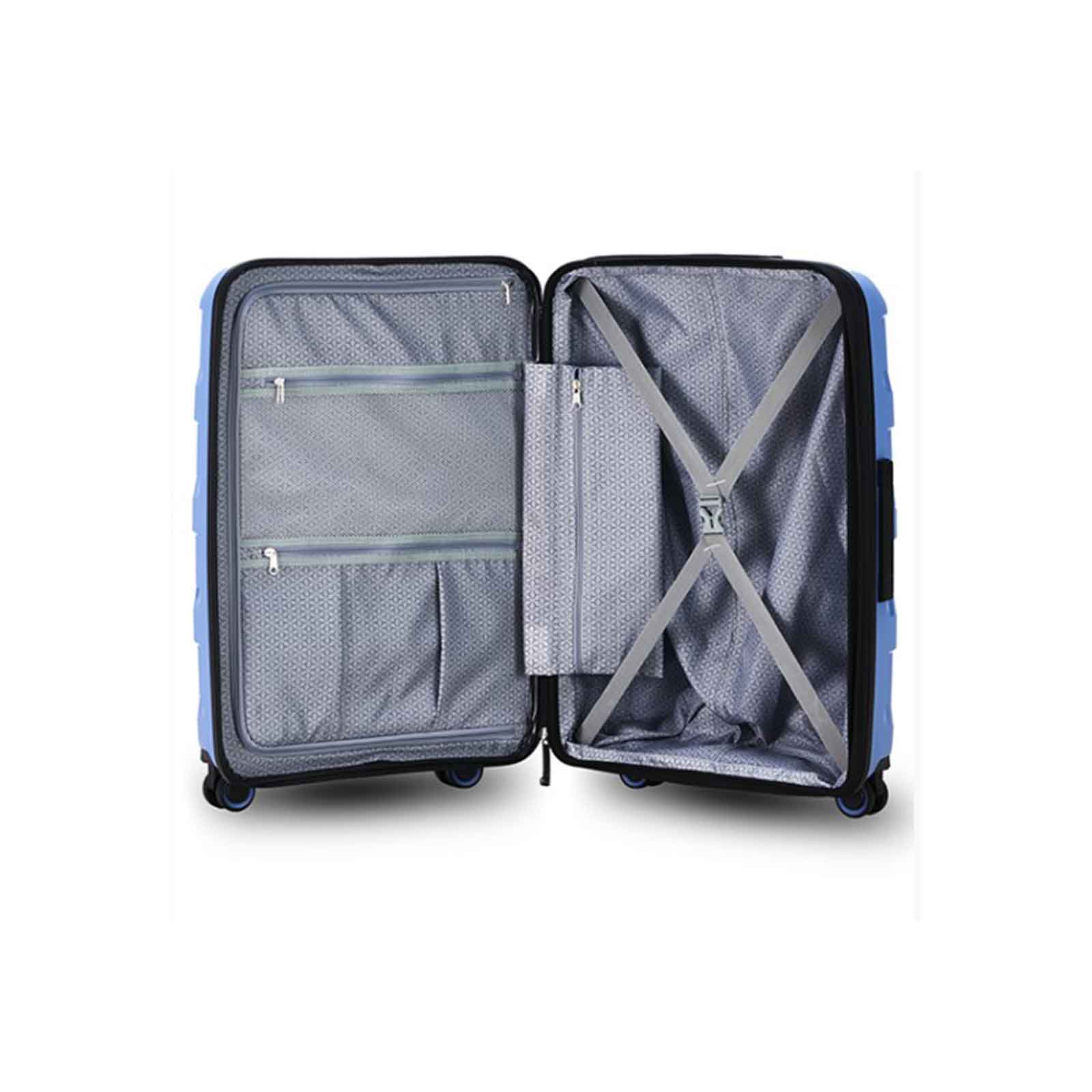 Tosca-Comet-4-Wheel-78cm-Large-Suitcase-Blue-Infinity-Open