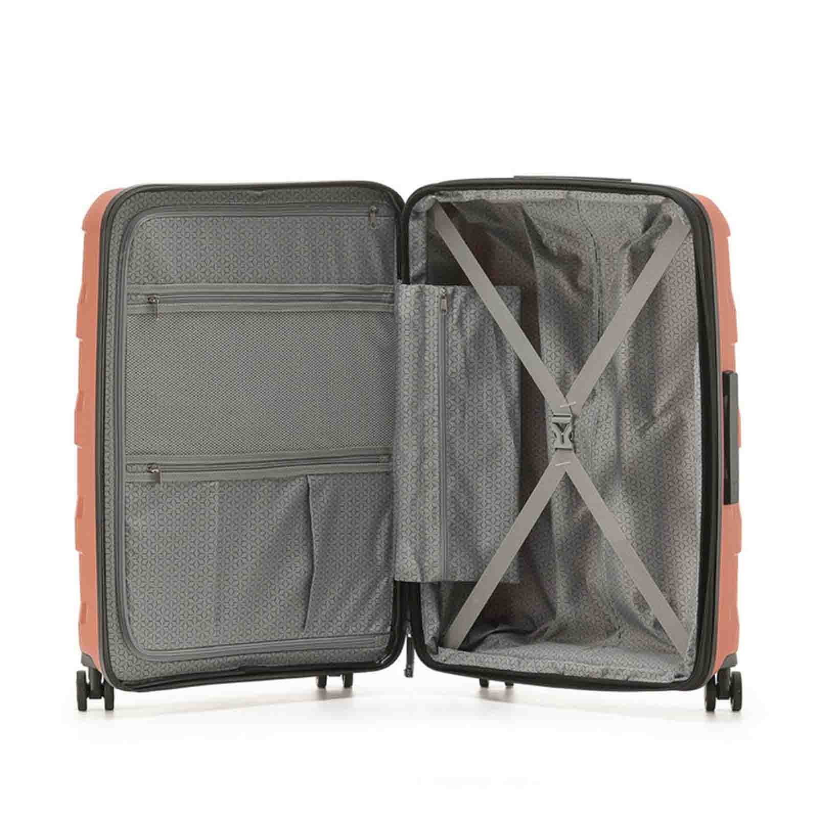 Tosca-Comet-4-Wheel-78cm-Large-Suitcase-Mocha-Open