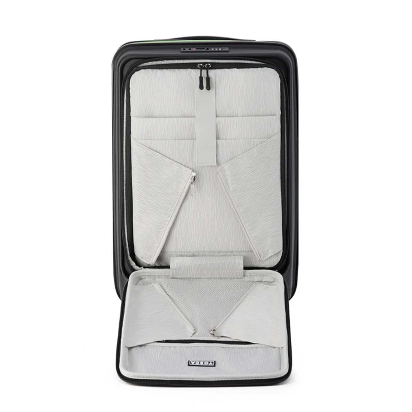 Tosca-Cruiser-Front-Opening-53cm-Carry-On-Suitcase-Black-Open