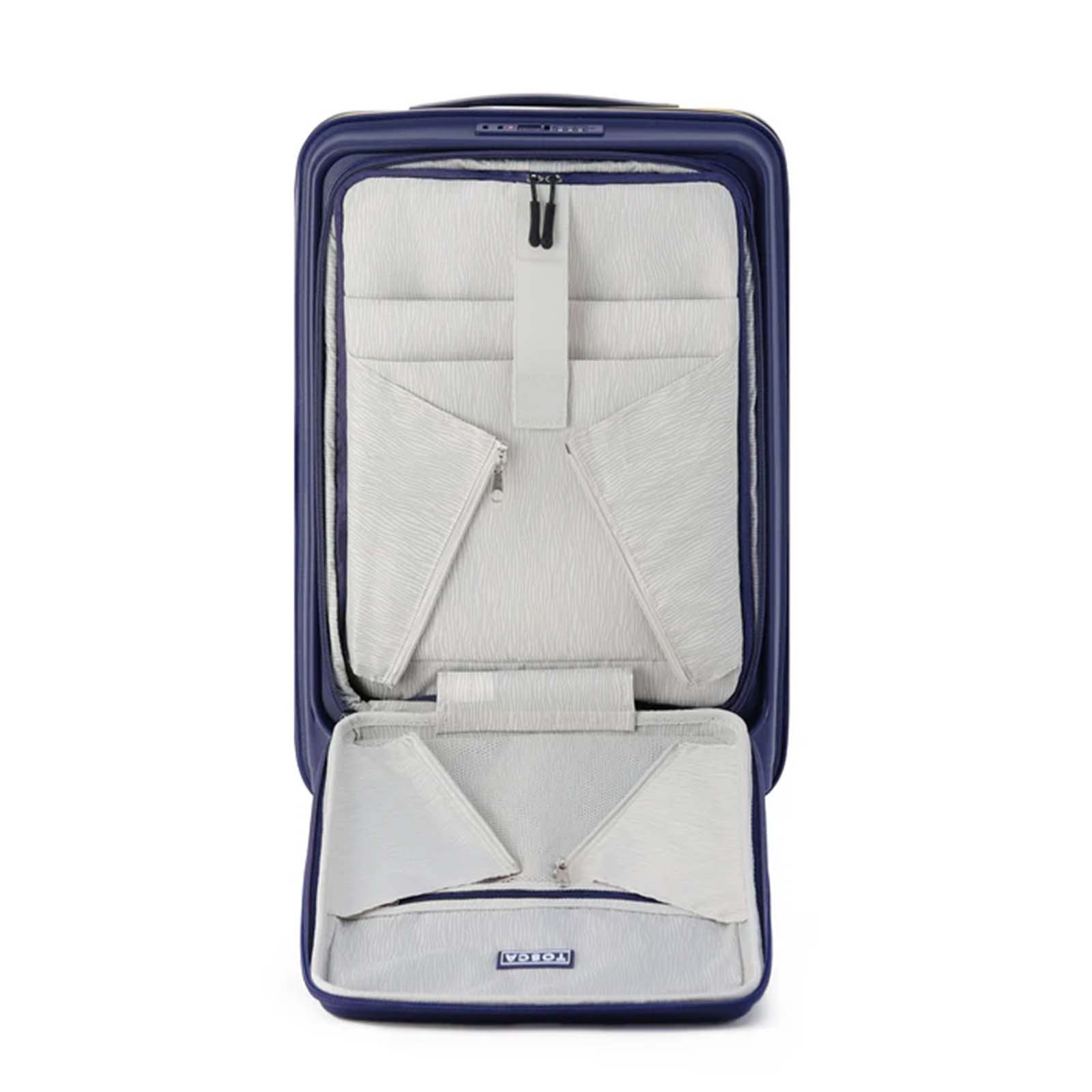 Tosca-Cruiser-Front-Opening-53cm-Carry-On-Suitcase-Purple-Open