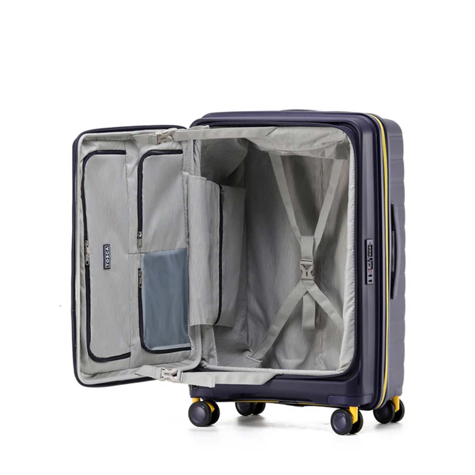 Tosca-Cruiser-Front-Opening-77cm-Large-Suitcase-Purple-Open
