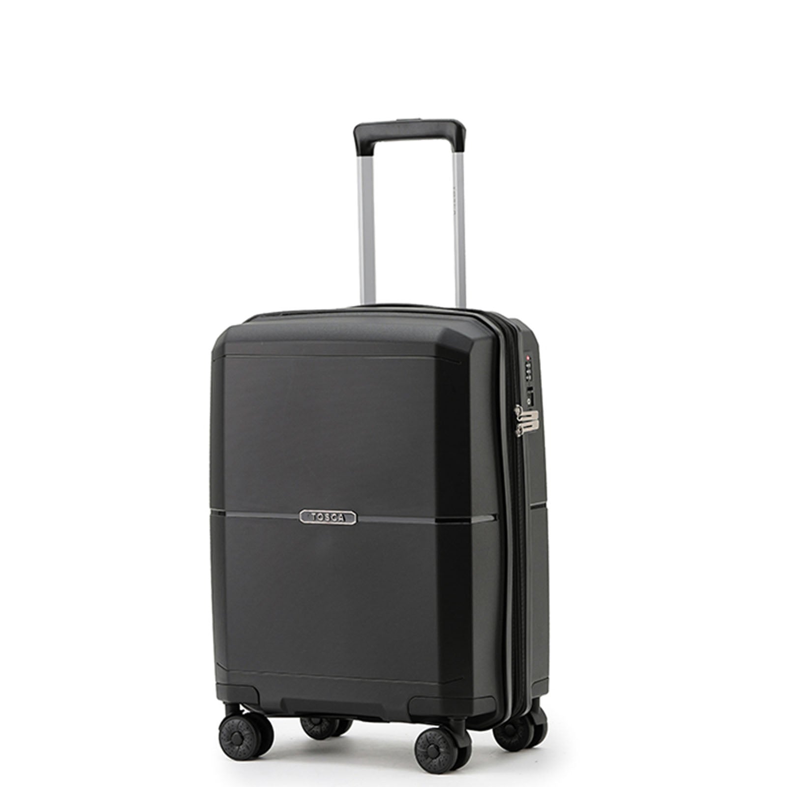 Tosca-Globetrotter-20-Inch-Carry-On-Suitcase-Black-Front-Side-View