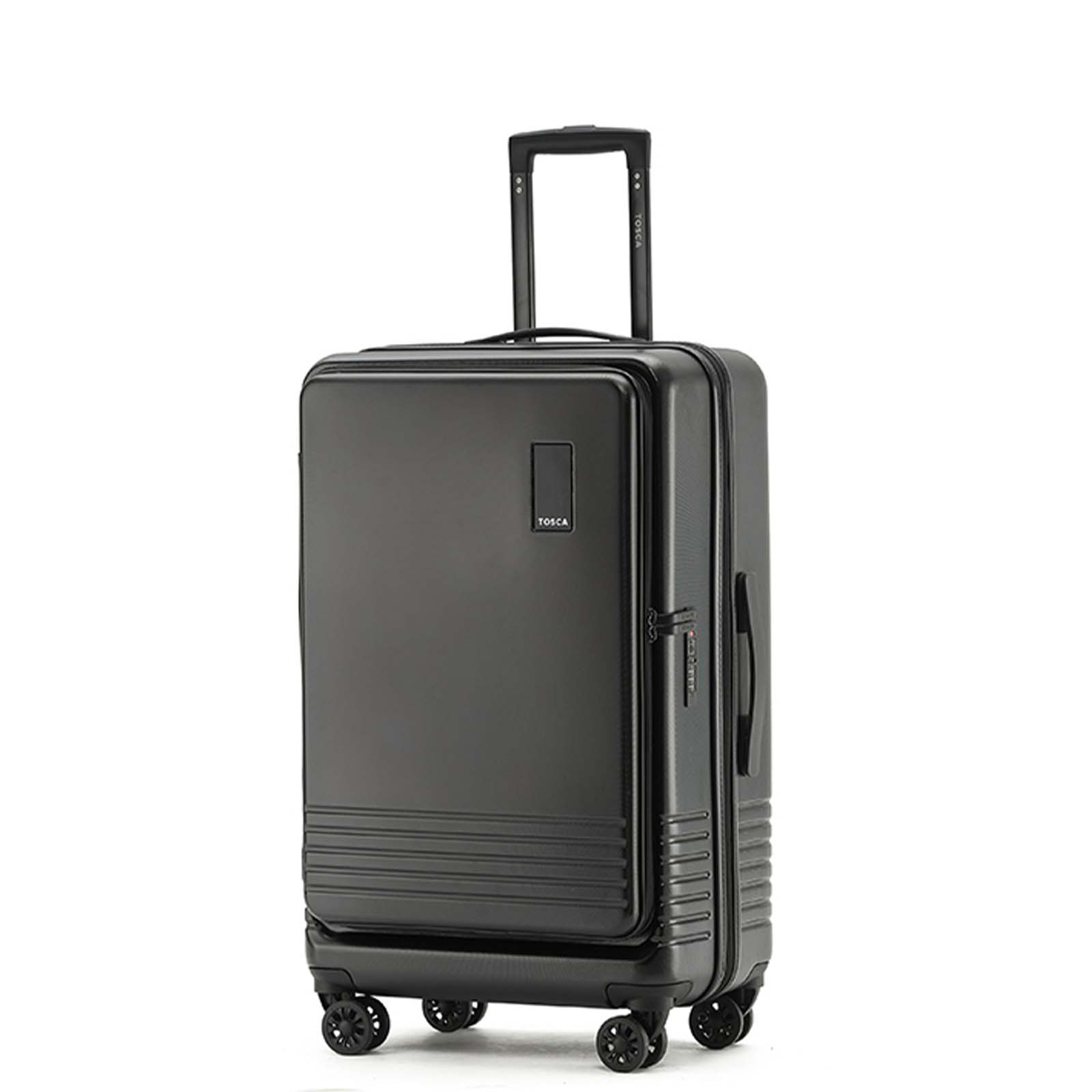 Tosca-Horizon-27-Inch-Medium-Suitcase-Black-Front-Side-Corner