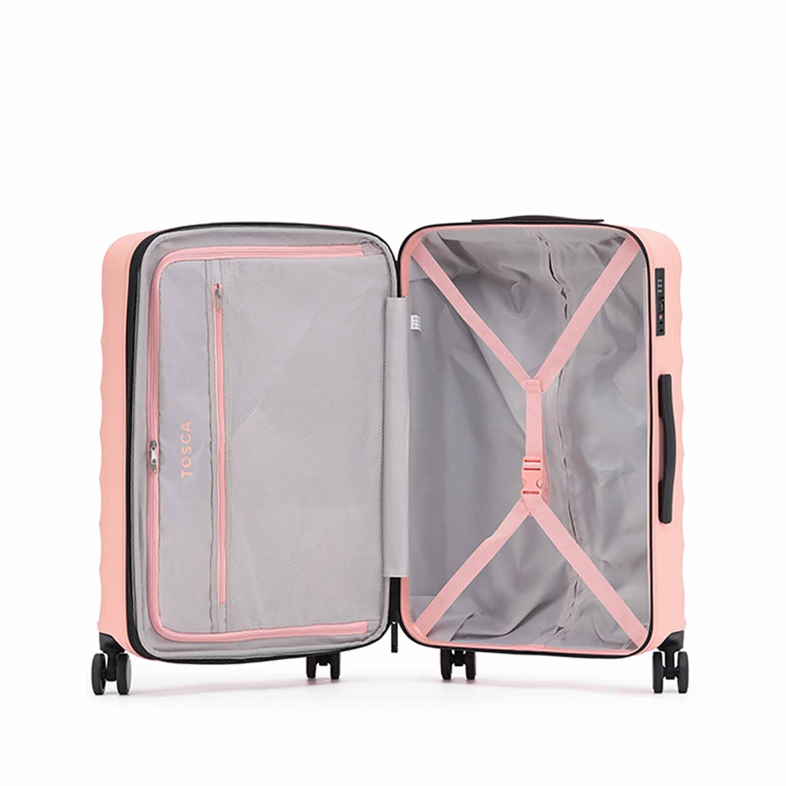 Tosca-Interstellar-4W-79cm-Large-Suitcase-Peach-Open