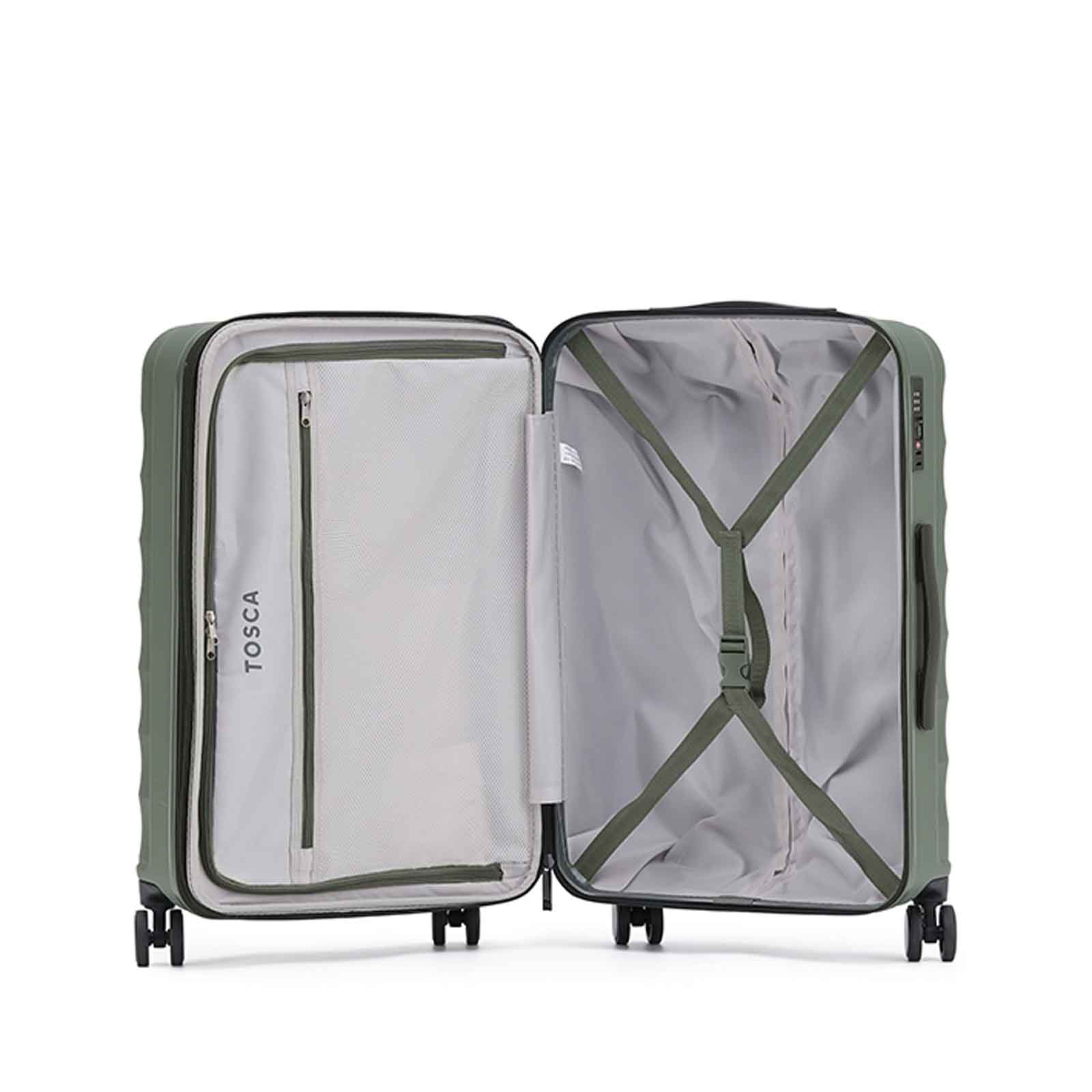 Tosca-Interstellar-4w-67cm-Medium-Suitcase-Moss-Open