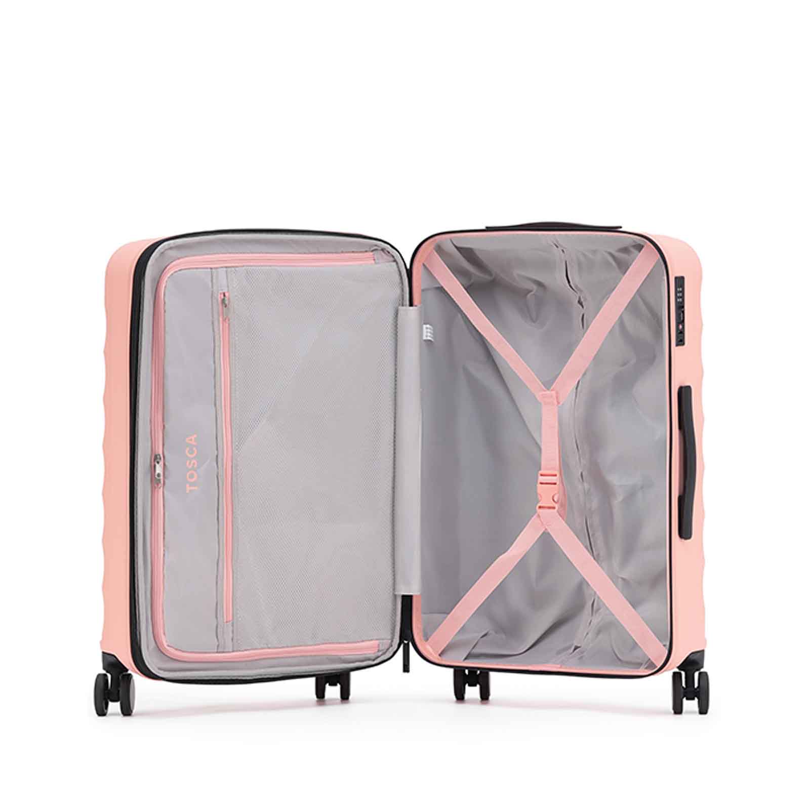 Tosca-Interstellar-4w-67cm-Medium-Suitcase-Peach-Open