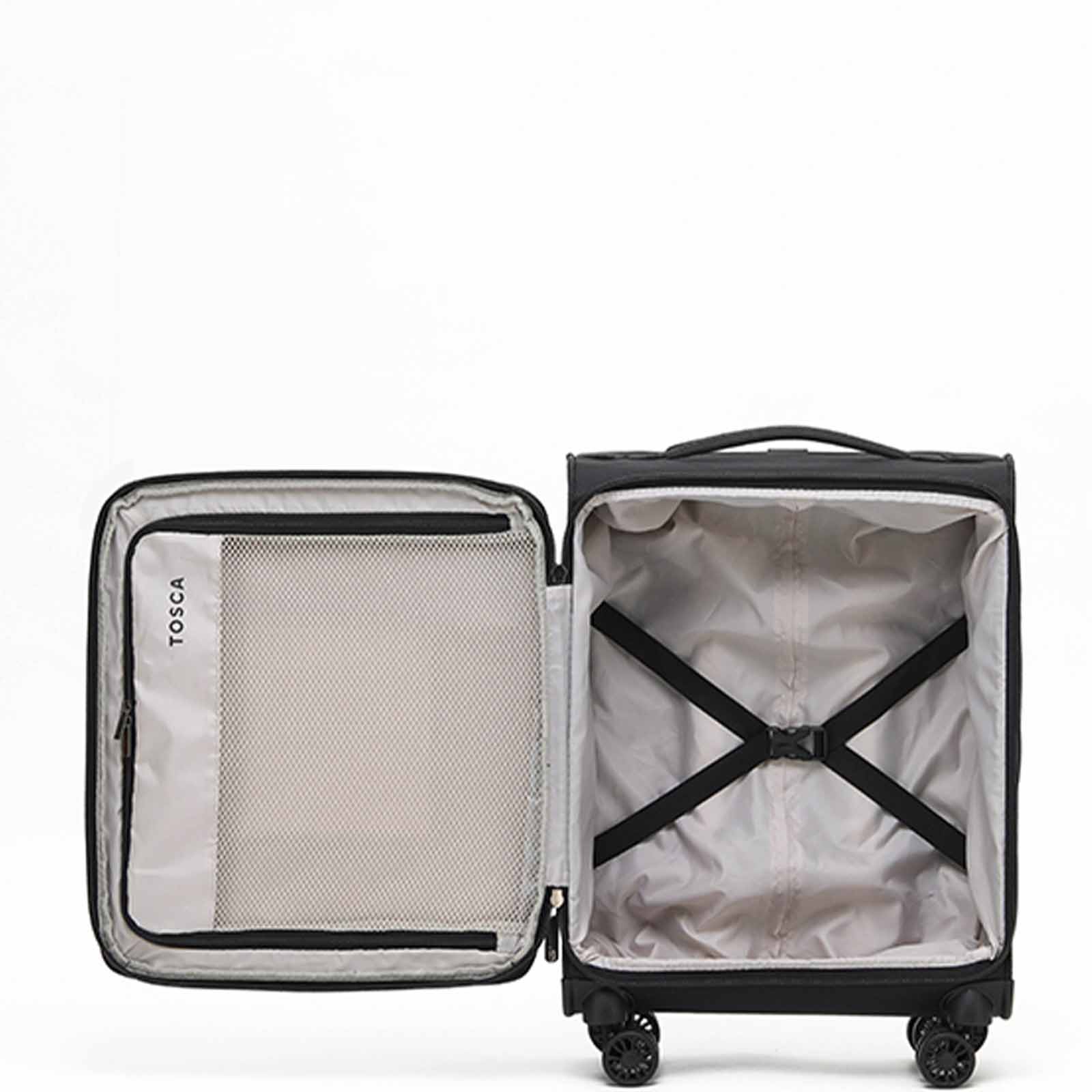 Tosca-So-Lite-4w-54cm-Carry-On-Suitcase-Black-Open