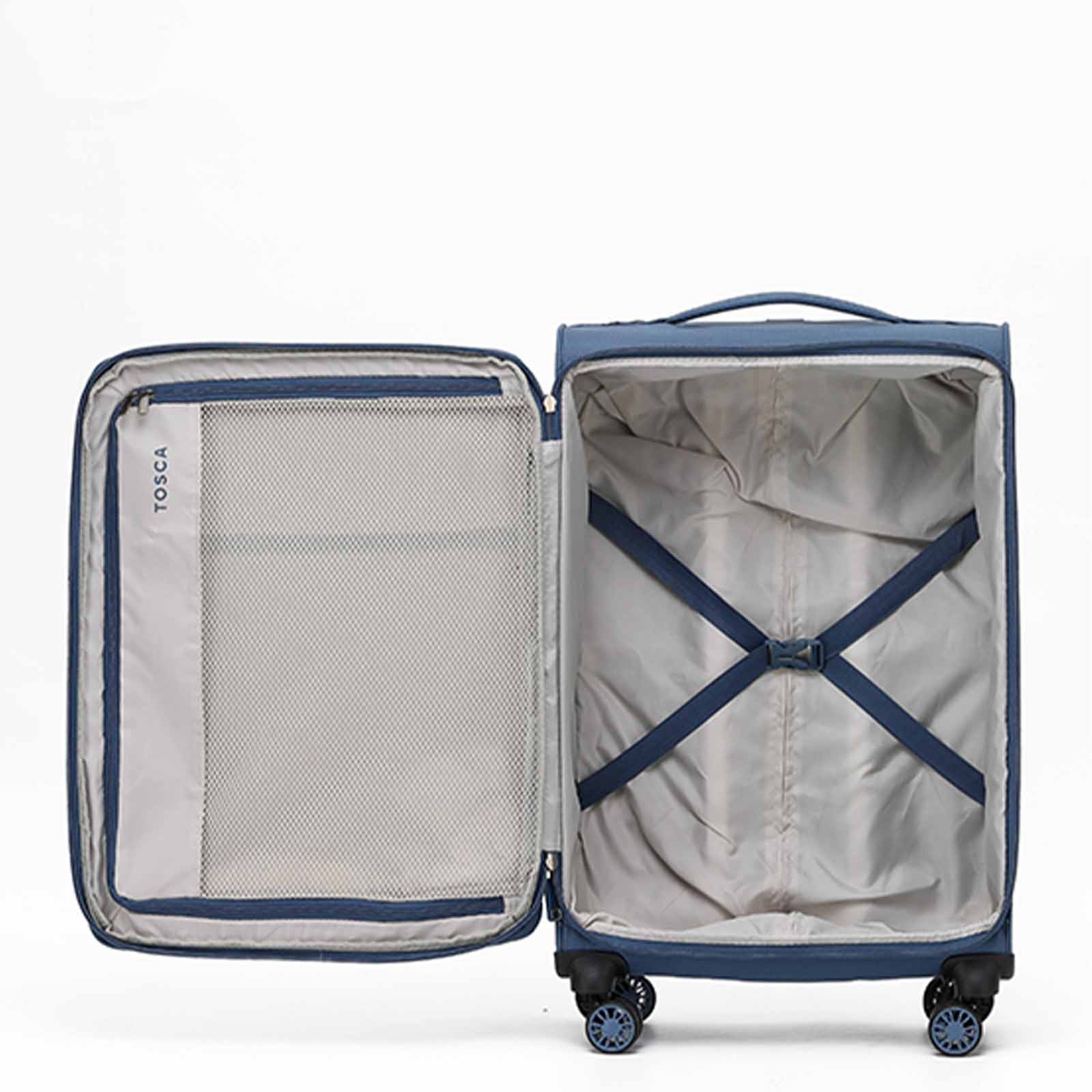 Tosca-So-Lite-4w-67cm-Medium-Suitcase-Blue-Open
