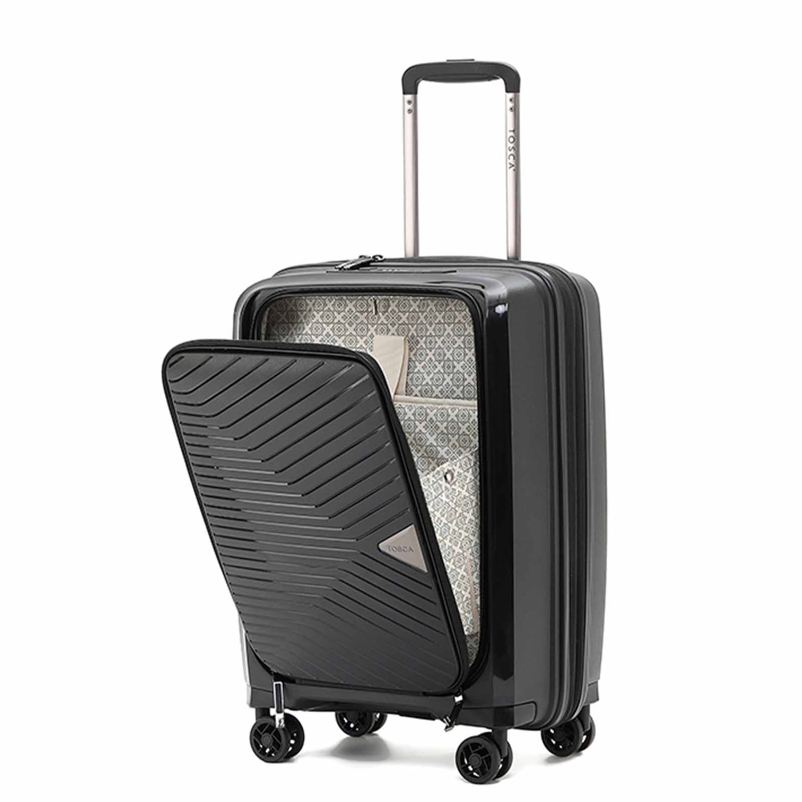 Tosca-Space-X-20-Inch-Laptop-Suitcase-Black-Front-Angle