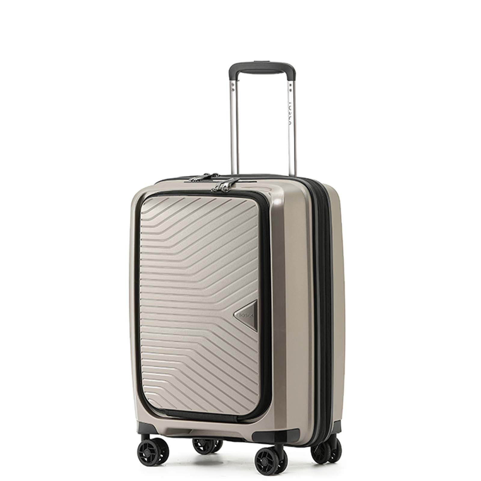 Tosca-Space-X-20-Inch-Laptop-Suitcase-Champagne-Front-Side