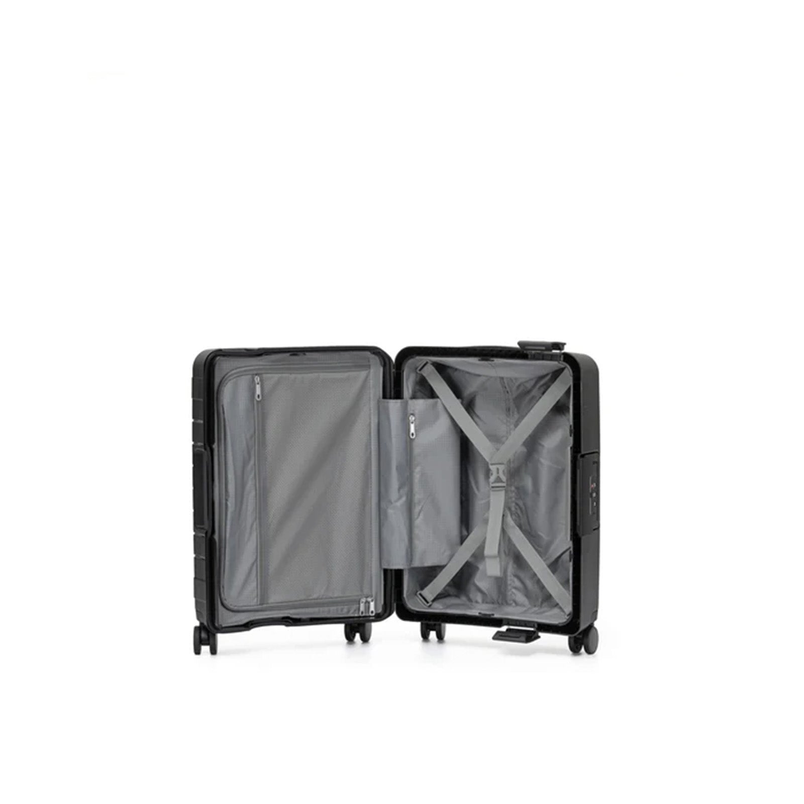 Tosca-Vault-4-Wheel-54cm-Carry-On-Suitcase-Black-Open