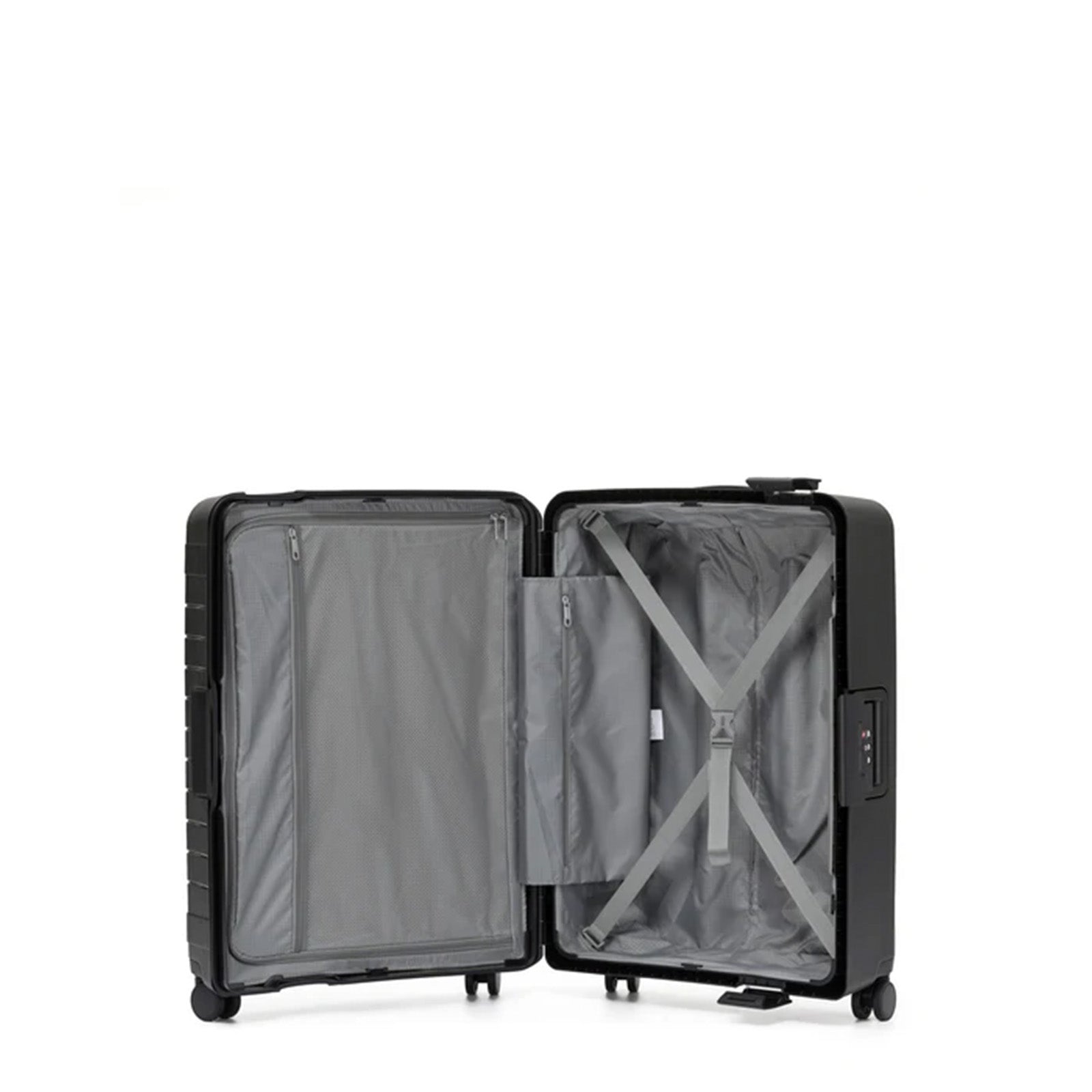 Tosca-Vault-4-Wheel-67cm-Medium-Suitcase-Black-Open