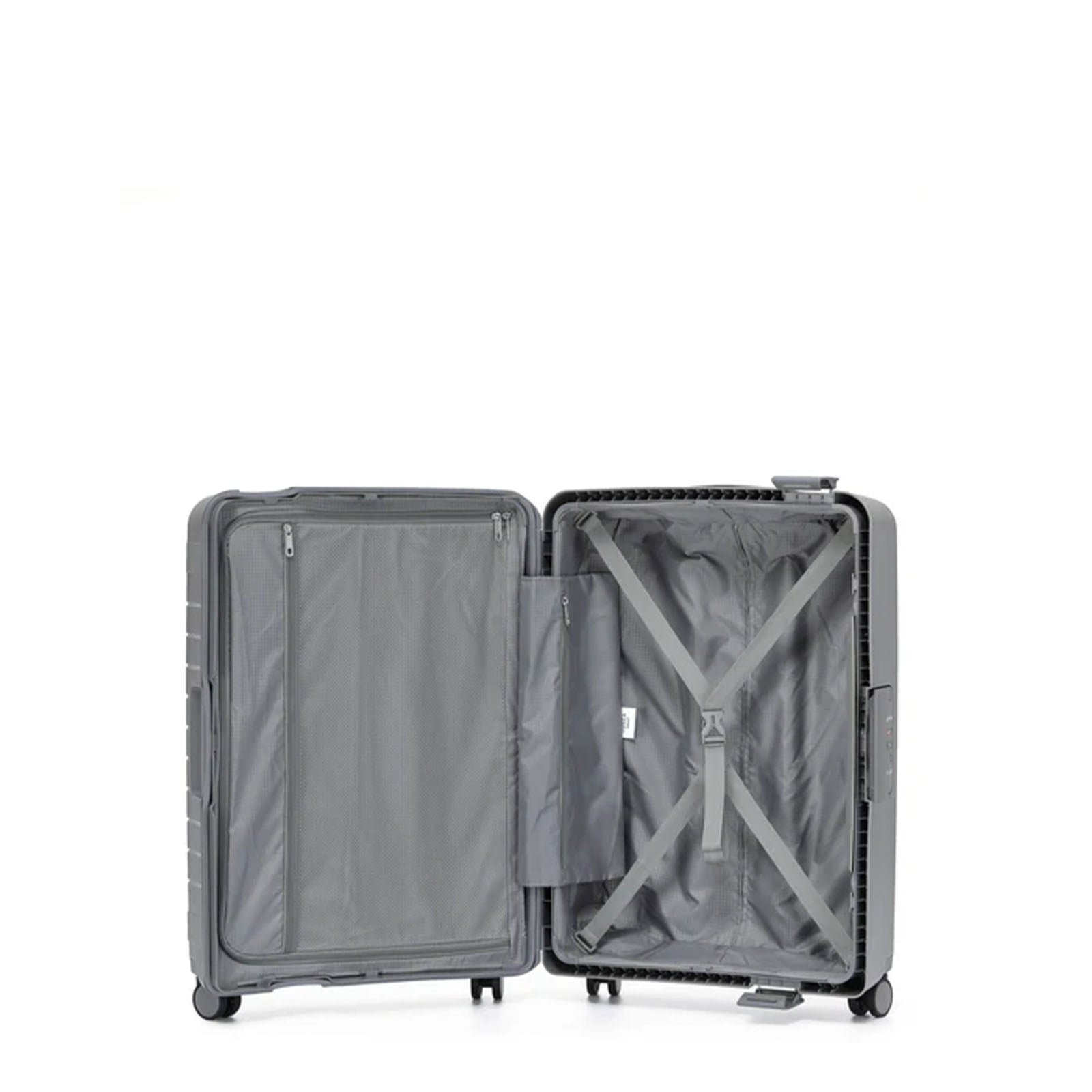 Tosca-Vault-4-Wheel-67cm-Medium-Suitcase-Grey-Open