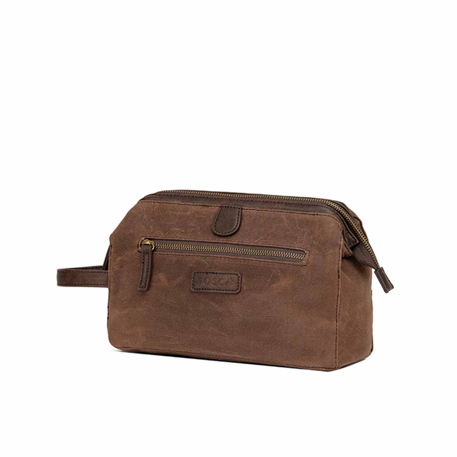 Tosca Waxed Canvas Toiletry Bag Brown