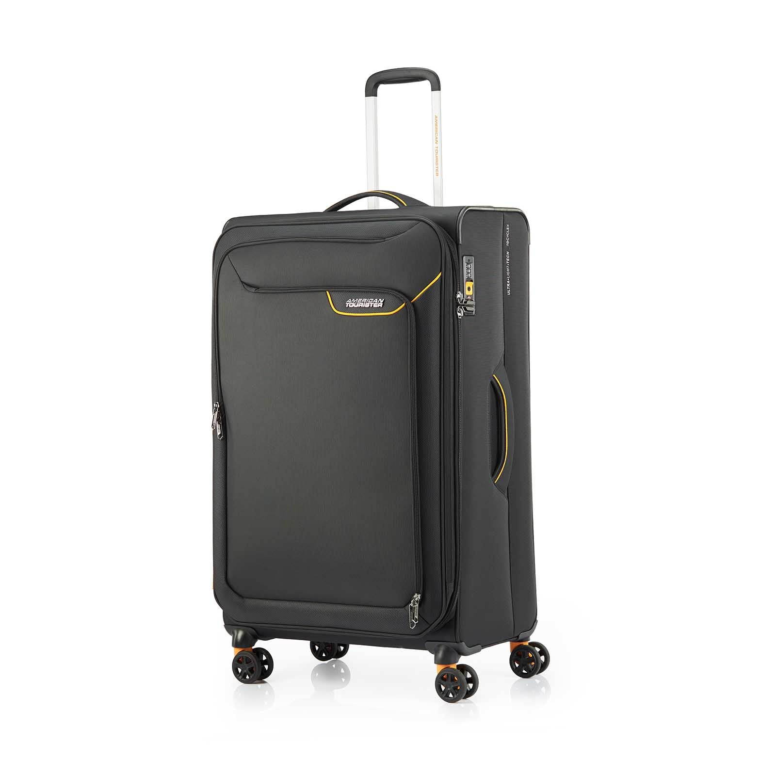 American-Tourister-Applite-4-Eco-82cm-Suitcase-Black-Mustard-Front-Angle