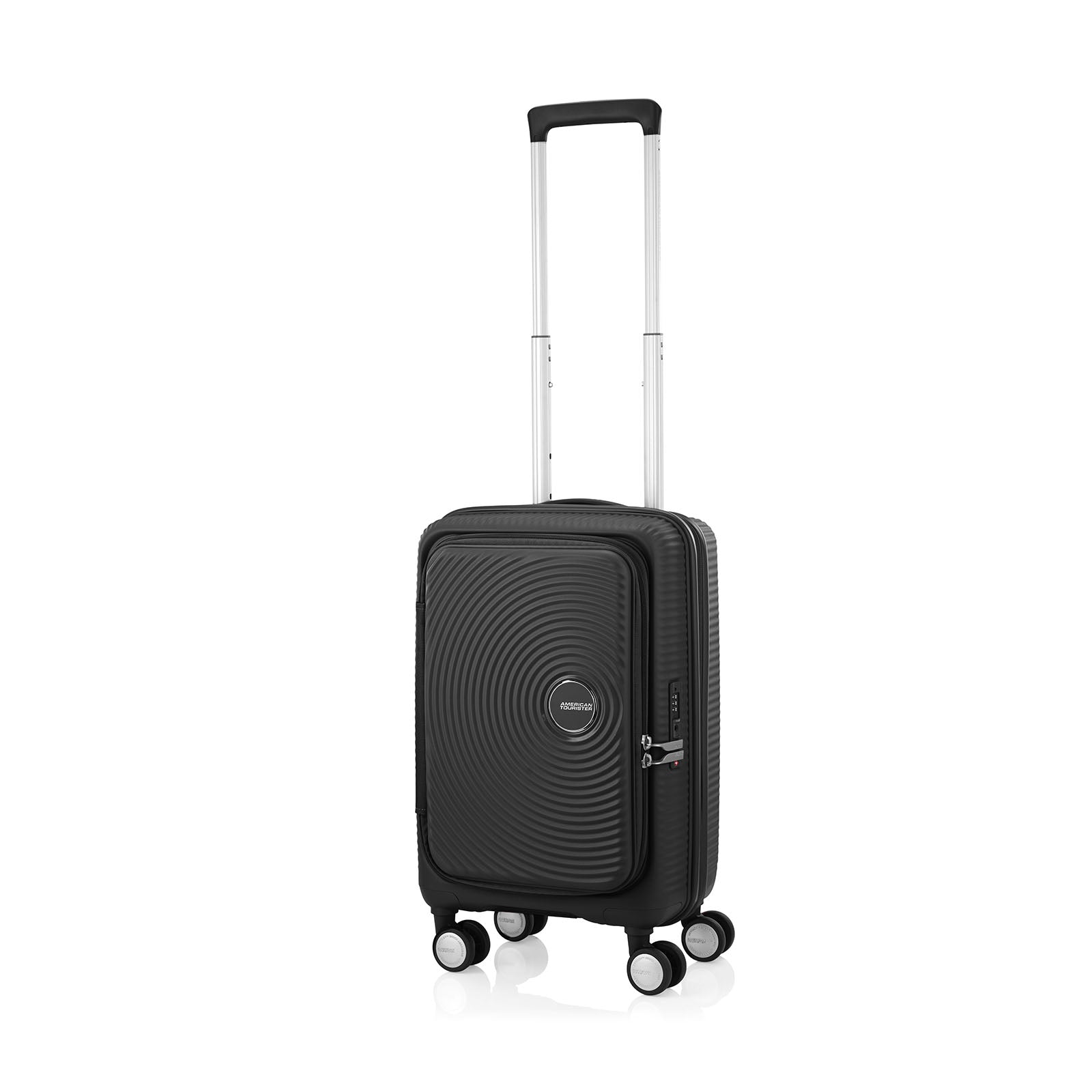 American-Tourister-Curio-Book-Opening-55cm-Carry-On-Suitcase-Black-Front-Angle