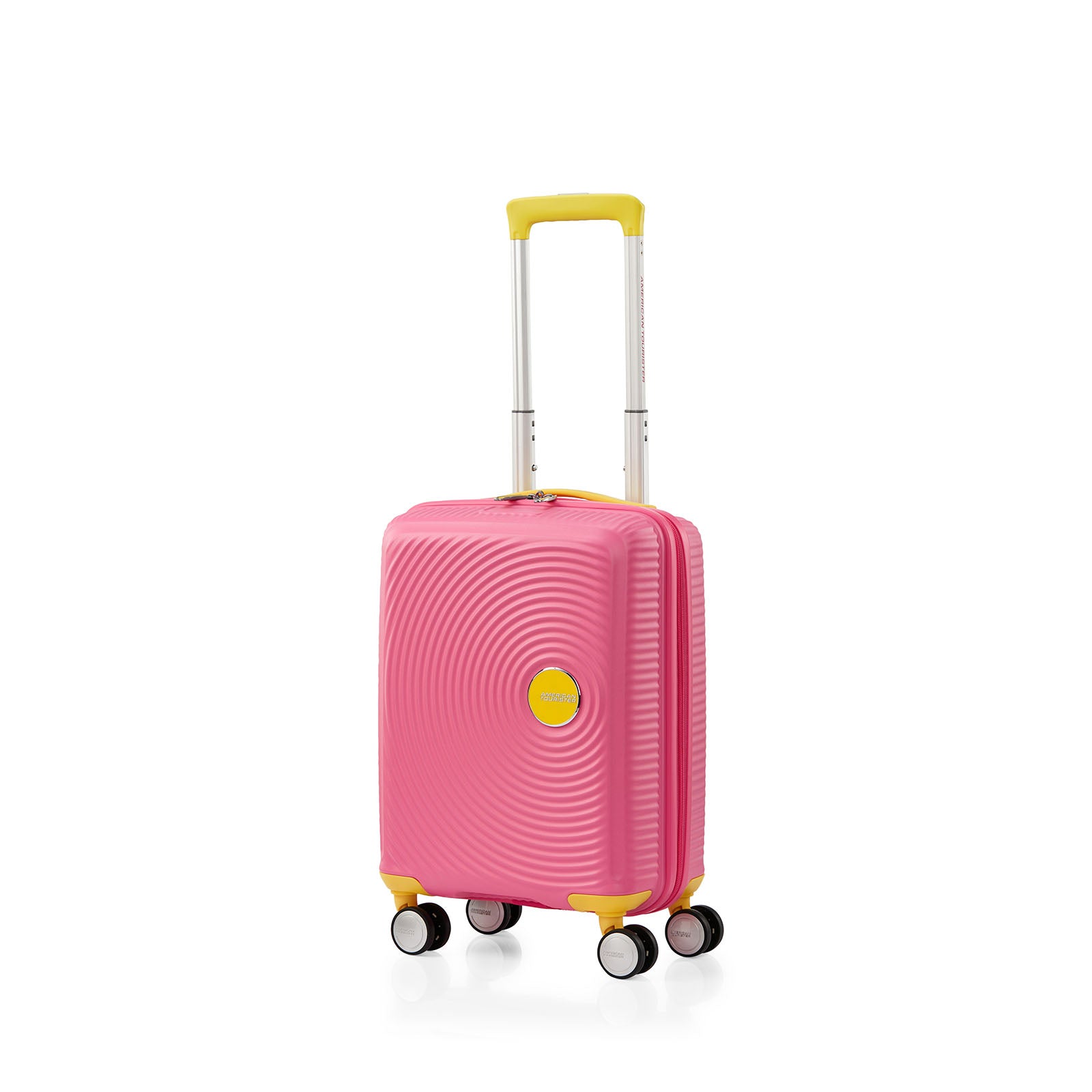 American-Tourister-Little-Curio-47cm-Carry-On-Suitcase-Pink-Yellow-Front-Angle