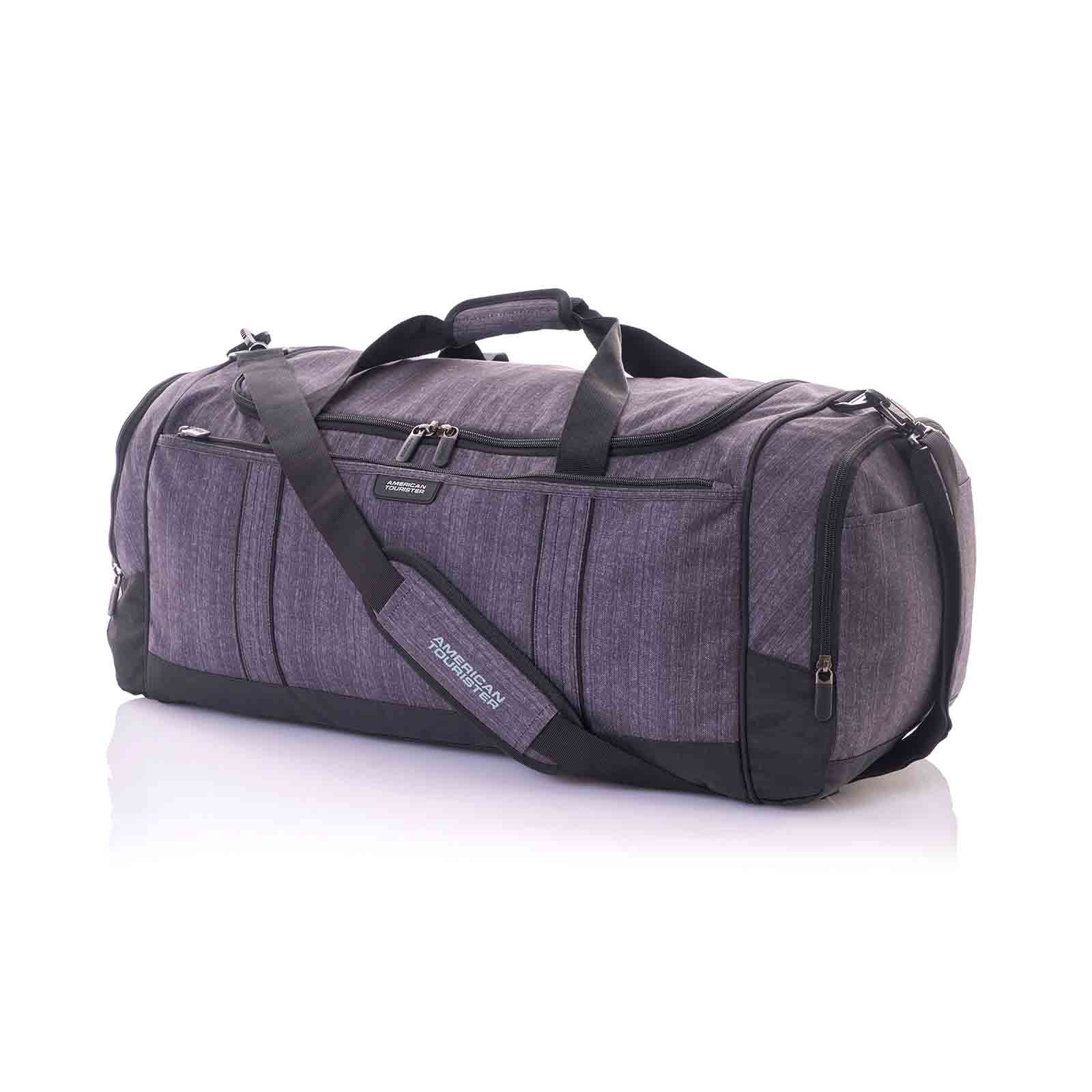 American_Tourister_X-Bags_67cm_Duffel_Bag_Gun_Metal_Front_Shoulder_Strap