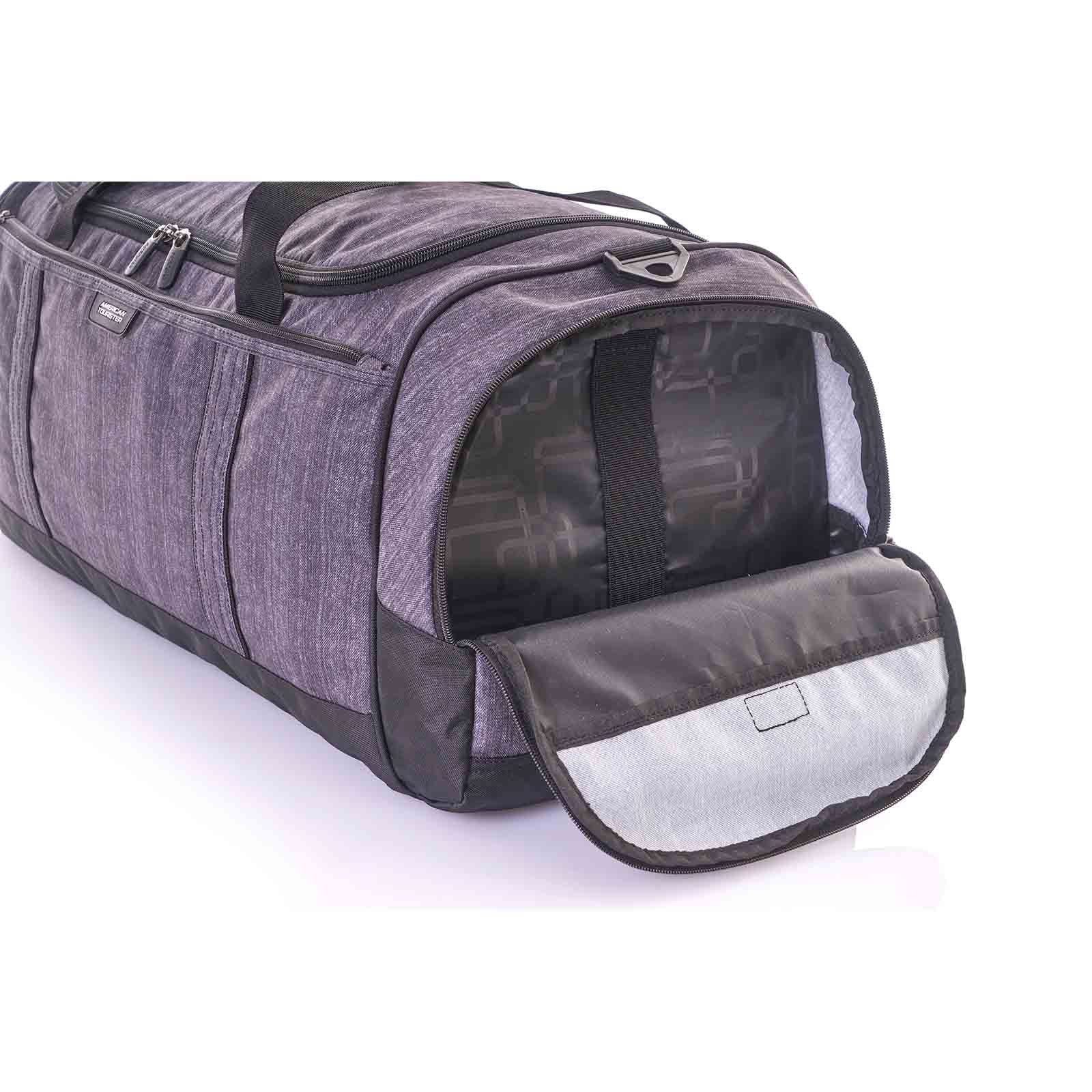 American_Tourister_X-Bags_67cm_Duffel_Bag_Gun_Metal_Shoe_Pocket