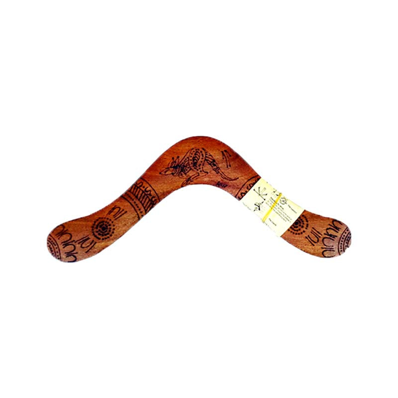 Boomerang Hardwood Shaped, Burnt & Painted