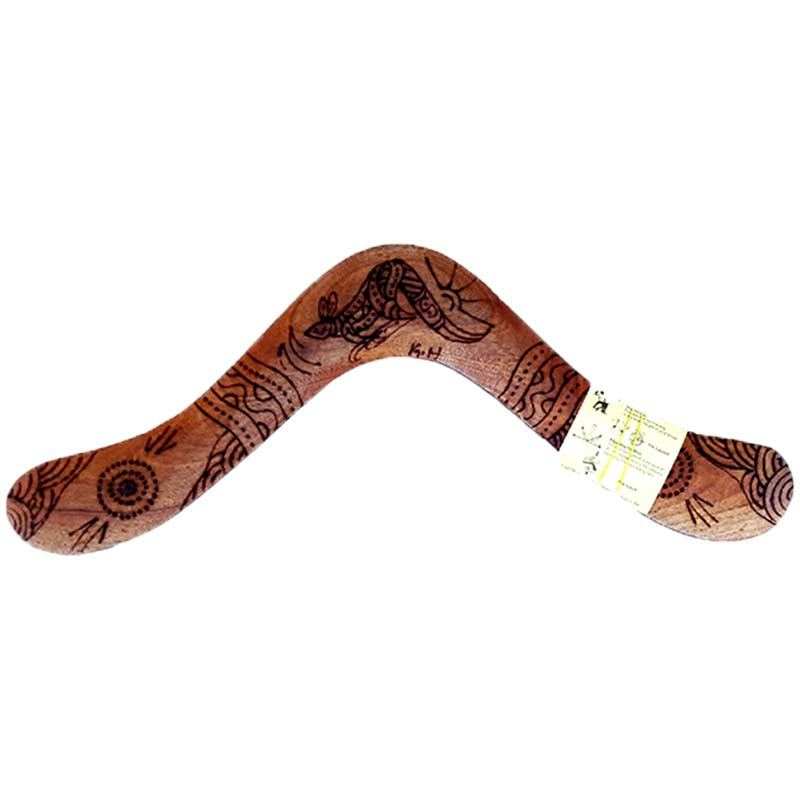 Boomerang Hardwood Shaped, Burnt & Painted