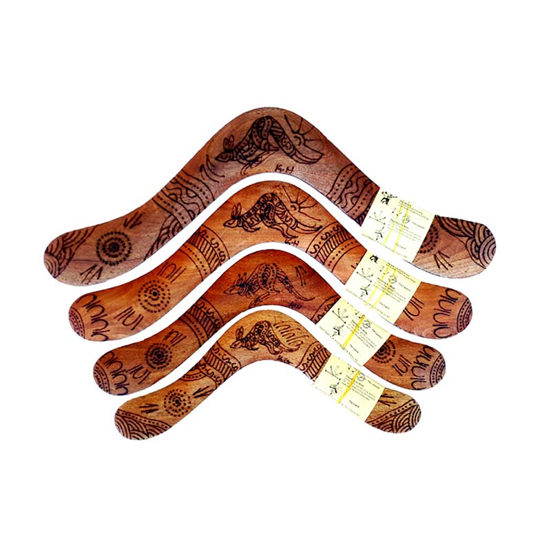 Boomerang Hardwood Shaped, Burnt & Painted