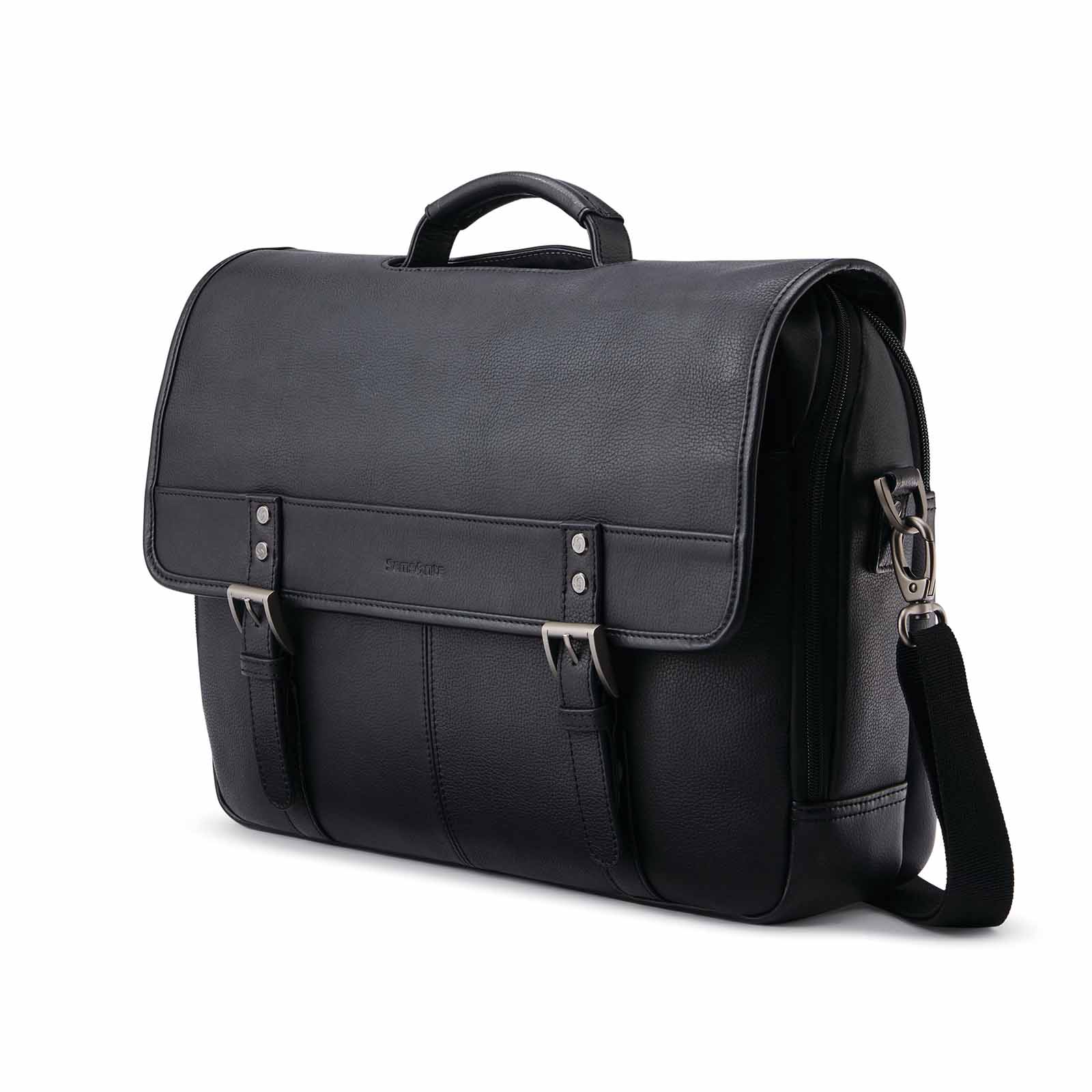 Samsonite-Classic-Leather-15-Inch-Flapover-Black-Front-Angle