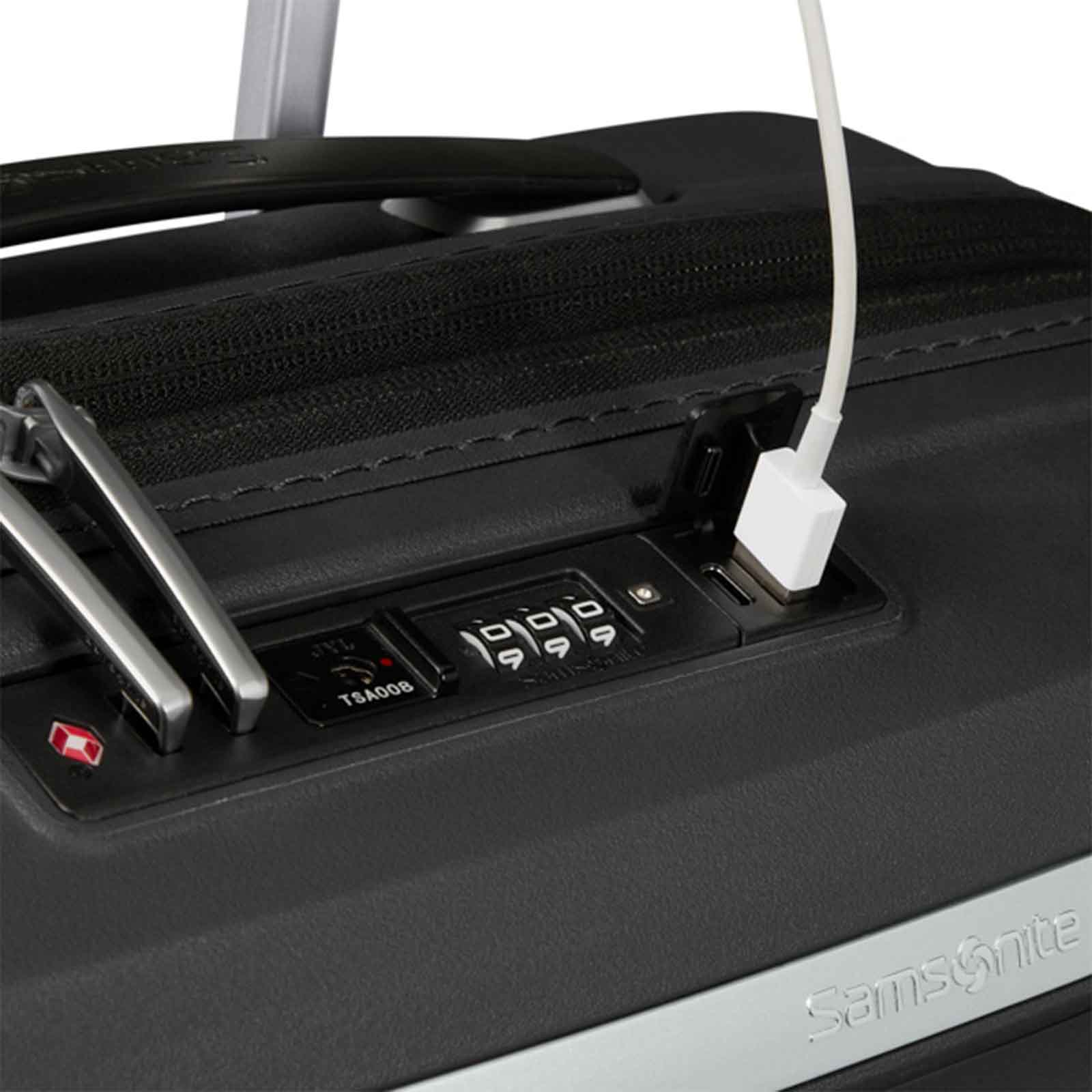 Samsonite-Upscape-55cm-Suitcase-Black-usb-Port