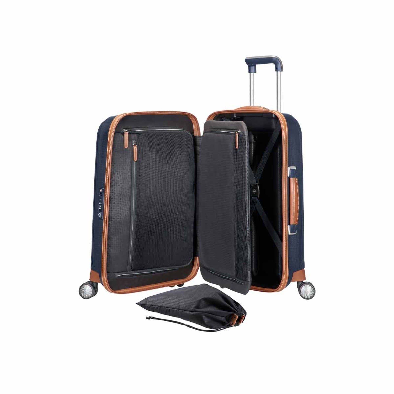 Samsonite_Lite-Cube_Deluxe_55cm_Suitcase_Midnight_Blue_Open