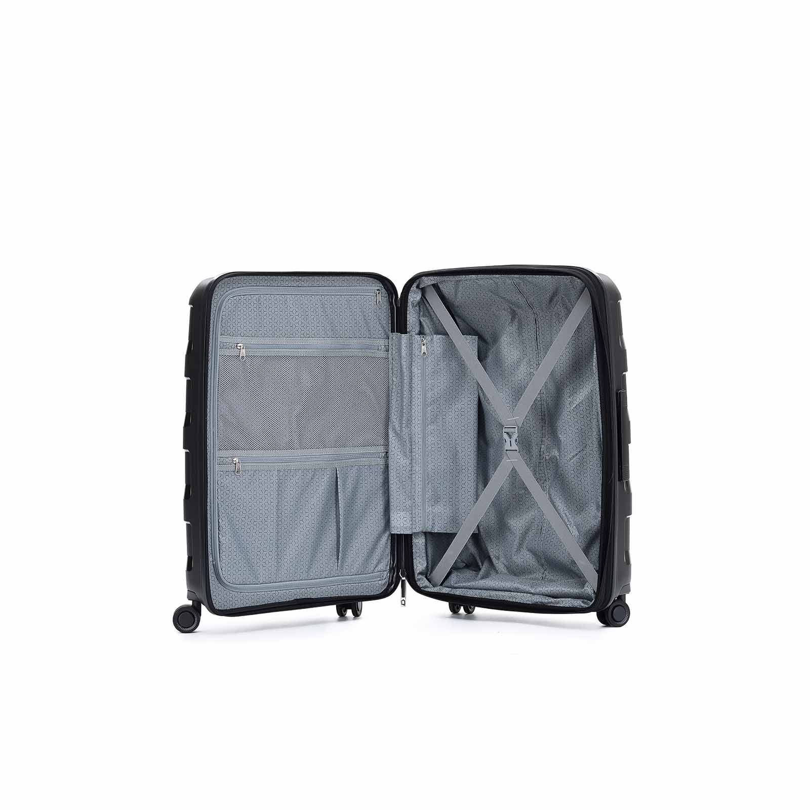 Tosca-Comet-4-Wheel-55cm-Carry-On-Suitcase-Black-Open