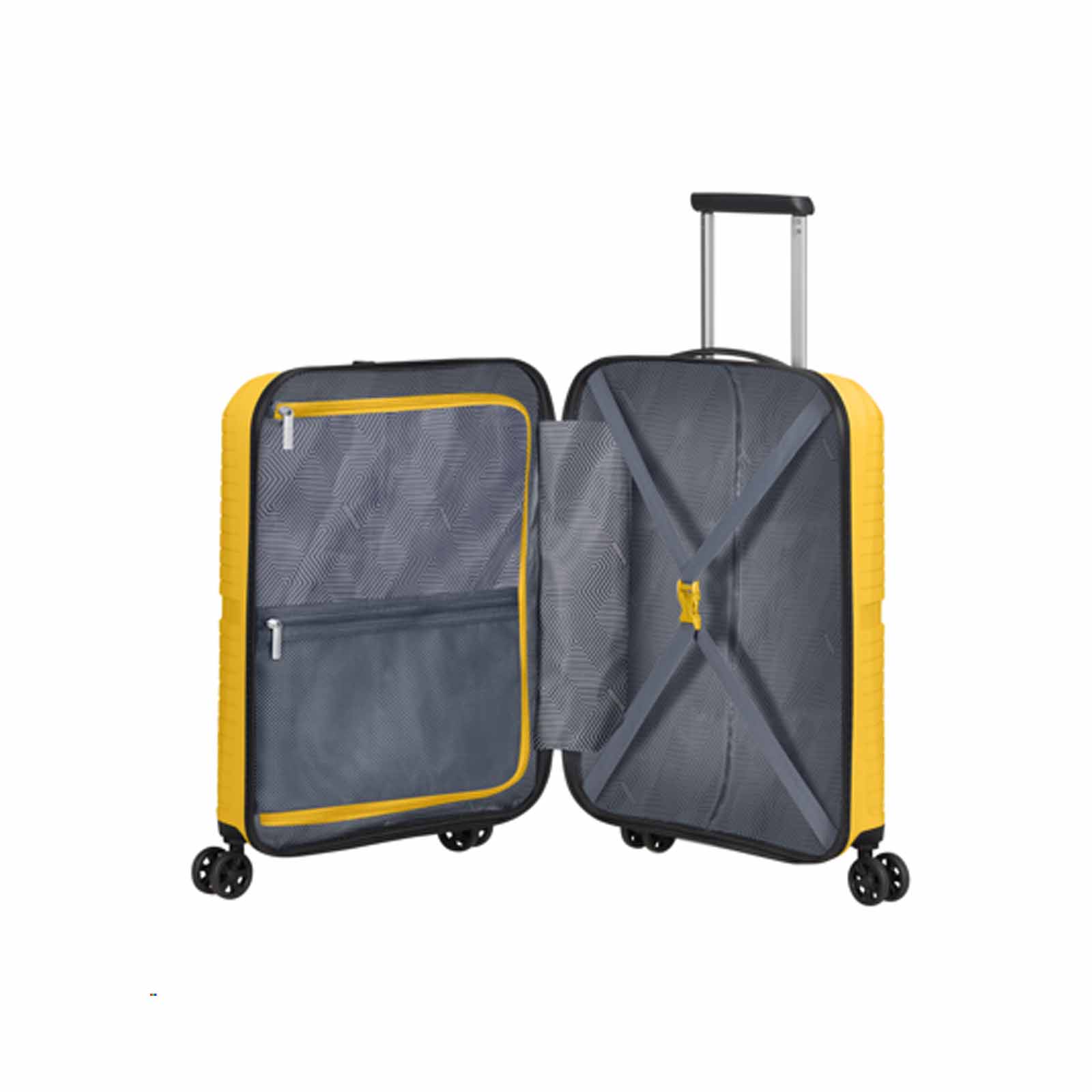 American-Tourister-Airconic-55cm-Carry-On-Suitcase-Lemondrop-Open
