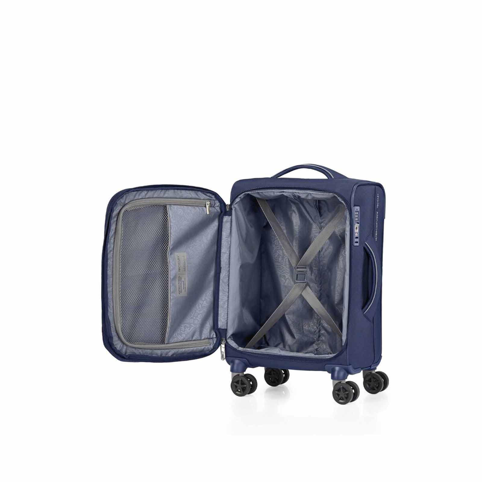 American-Tourister-Applite-4-Eco-55cm-Carry-On-Suitcase-Navy-Open