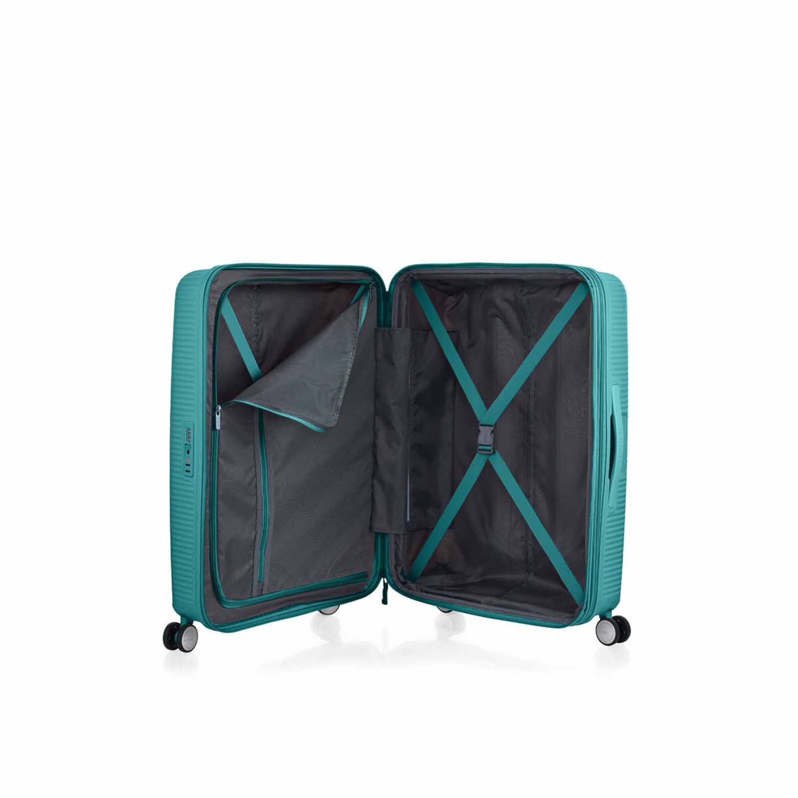 American-Tourister-Curio-2-69cm-Suitcase-Jade-Green-Open