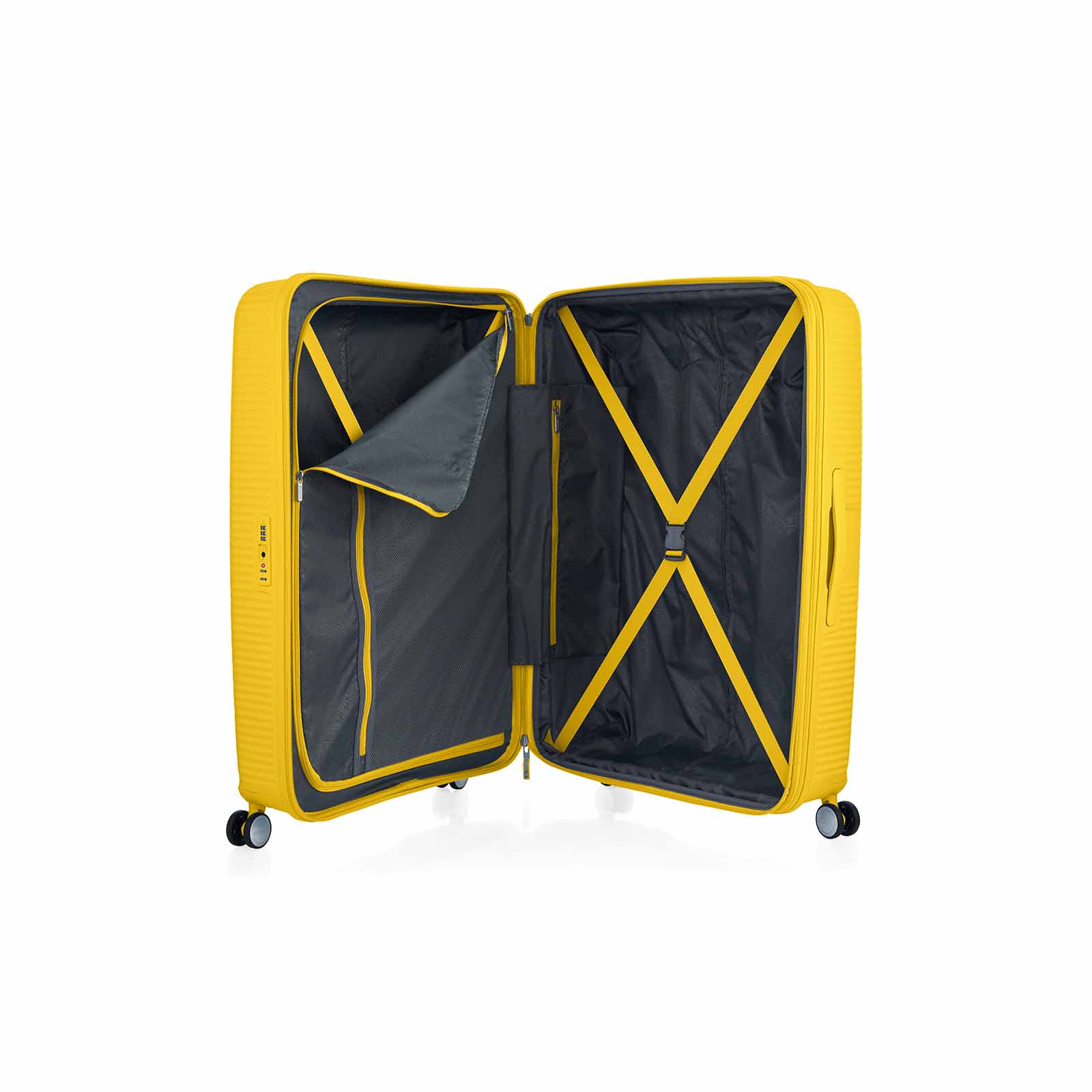 American-Tourister-Curio-2-80cm-Suitcase-Golden-Yellow-Open