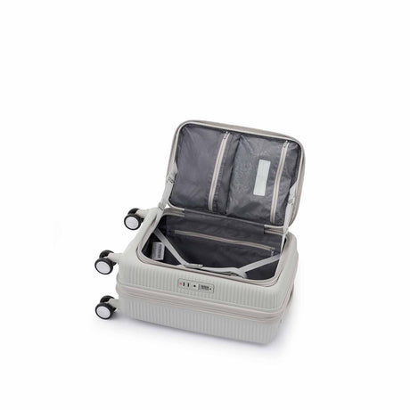 American-Tourister-Curio-Book-Opening-55cm-Carry-On-Suitcase-Cool-Grey-Open