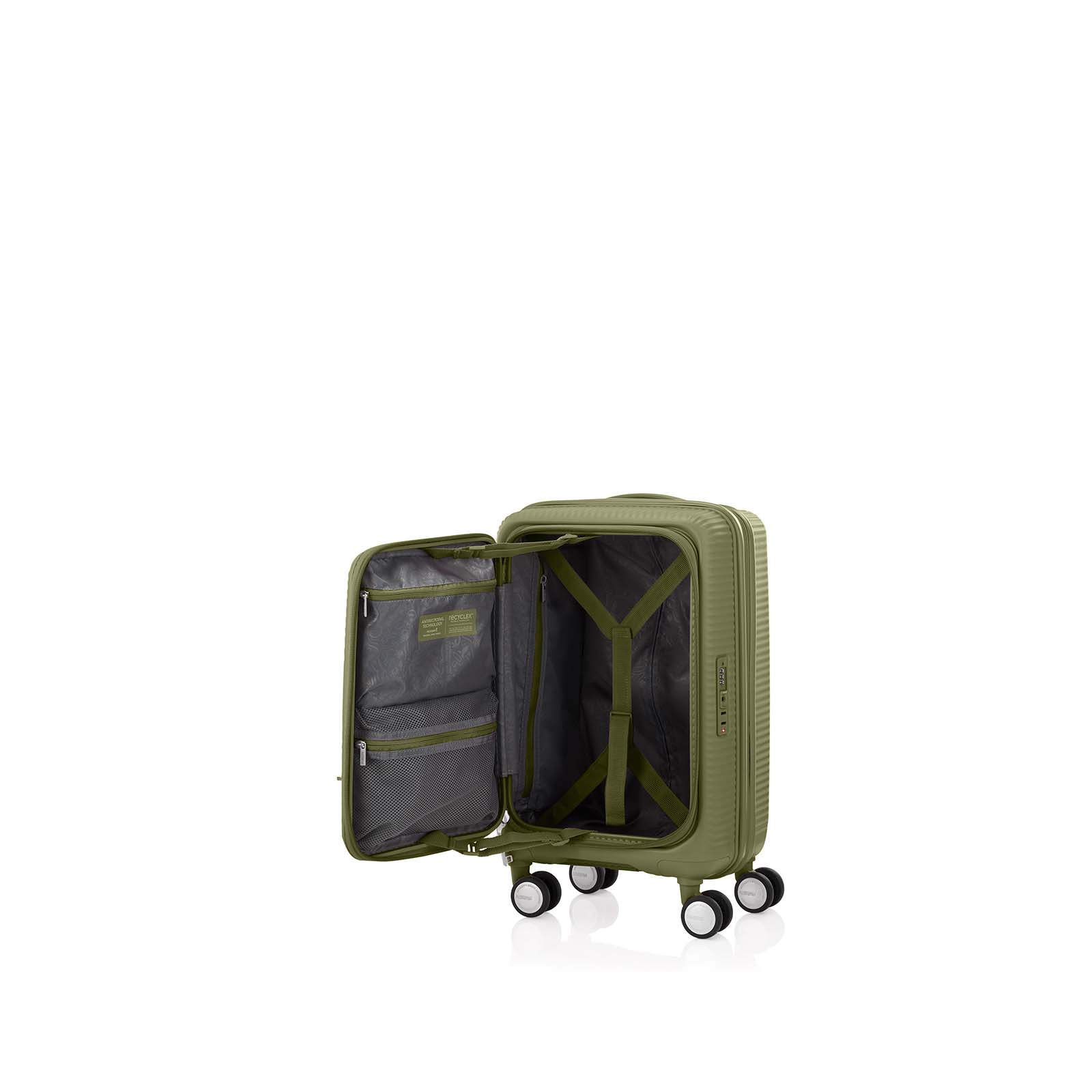 American-Tourister-Curio-Book-Opening-55cm-Carry-On-Suitcase-Khaki-Open