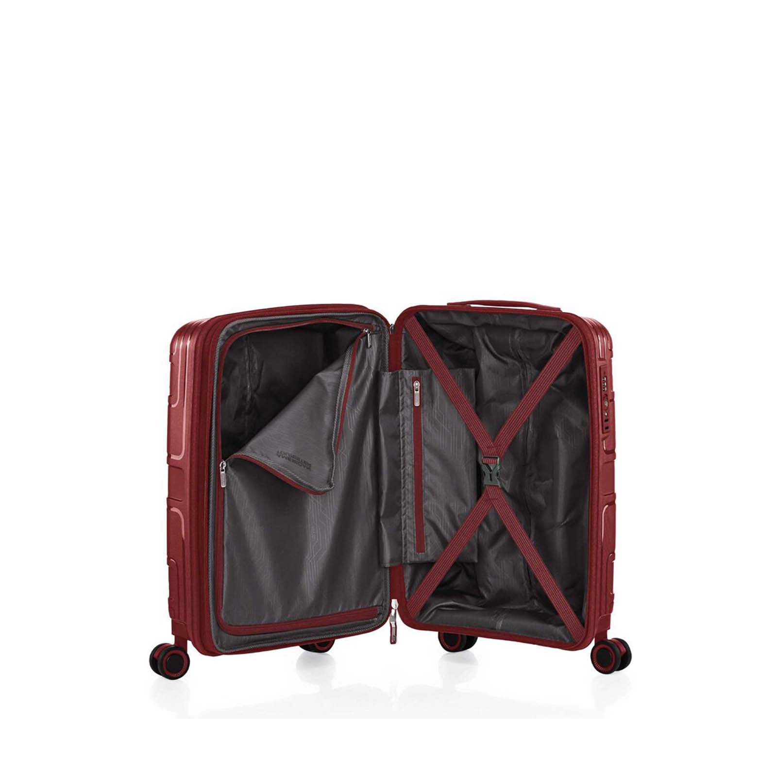 American-Tourister-Light-Max-55cm-Carry-On-Suitcase-Dahlia-Open