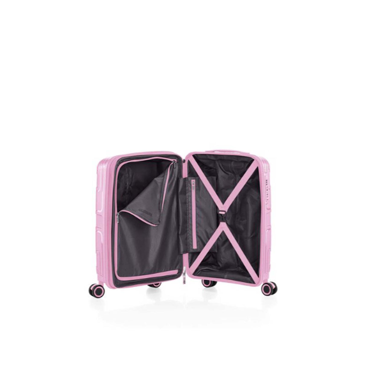 American-Tourister-Light-Max-55cm-Carry-On-Suitcase-Fresh-Pink-Open