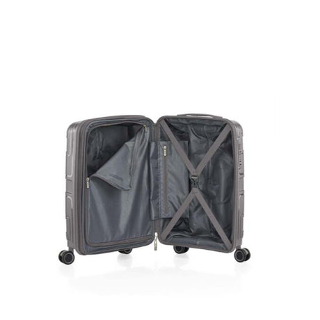 American-Tourister-Light-Max-55cm-Carry-On-Suitcase-Mercury-Grey-Open