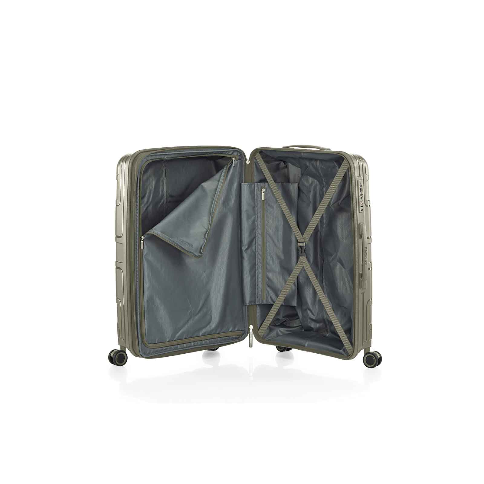 American-Tourister-Light-Max-69cm-Suitcase-Khaki-Open