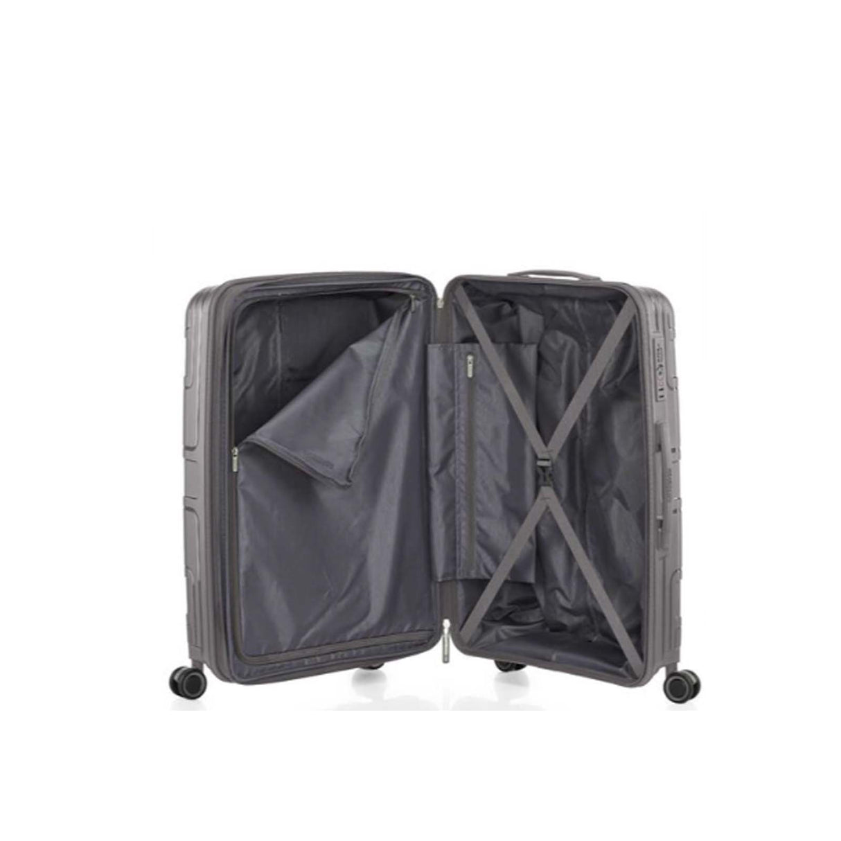 American-Tourister-Light-Max-69cm-Suitcase-Mercury-Grey-Open