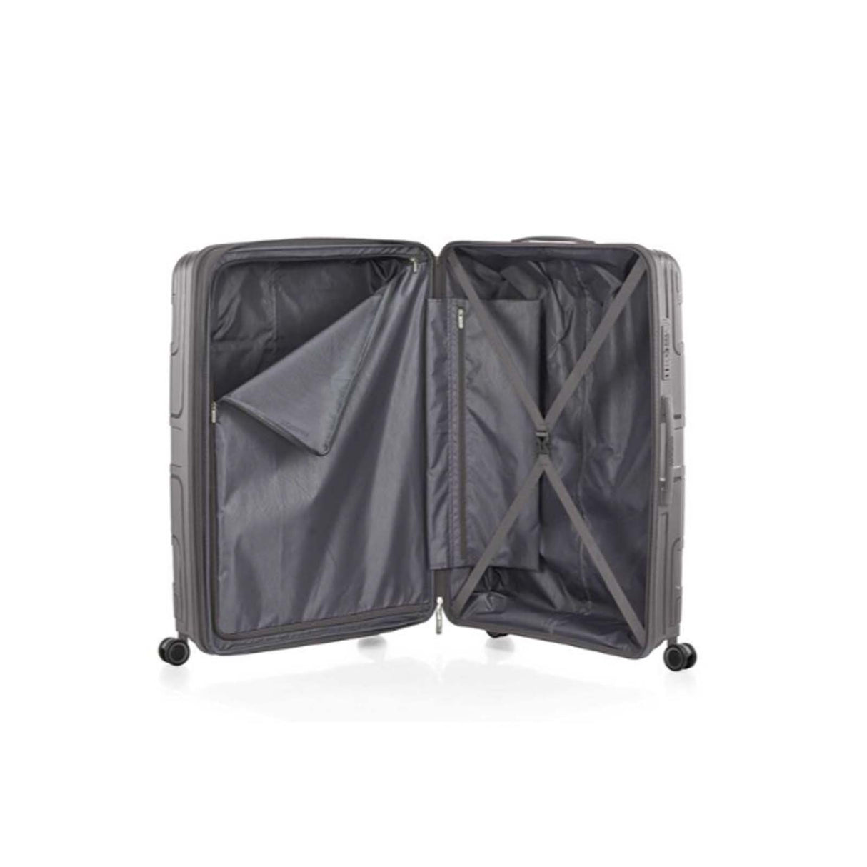 American-Tourister-Light-Max-82cm-Suitcase-Mercury-Grey-Open