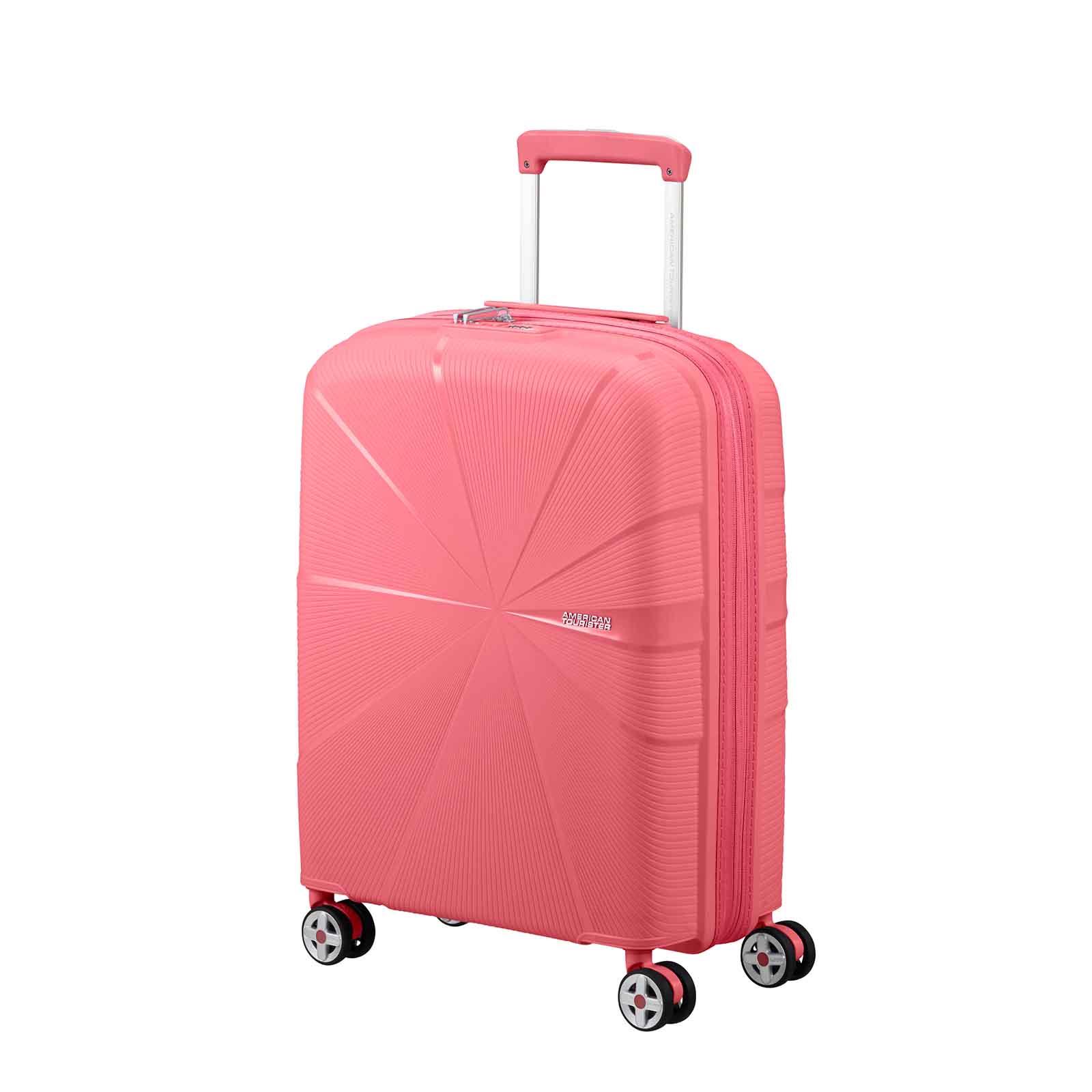 American-Tourister-Starvibe-55cm-Carry-On-Suitcase-Coral-Angle