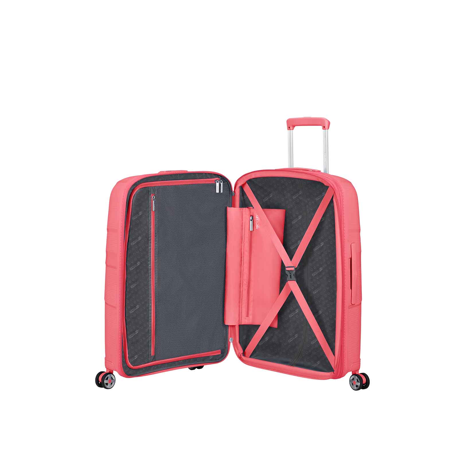 American-Tourister-Starvibe-67cm-Suitcase-Coral-Open