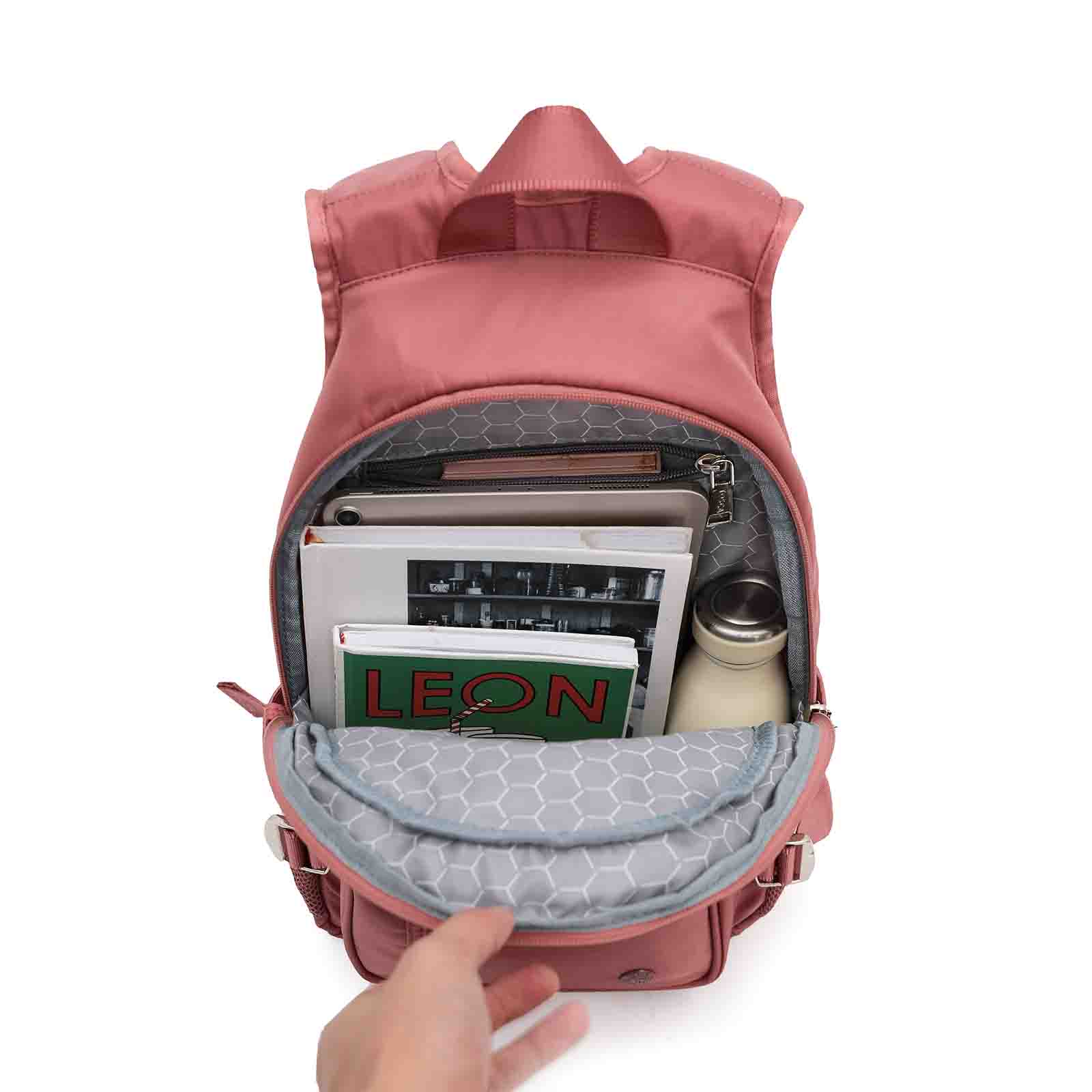 Anti-Theft-Backpack-Coral-Open