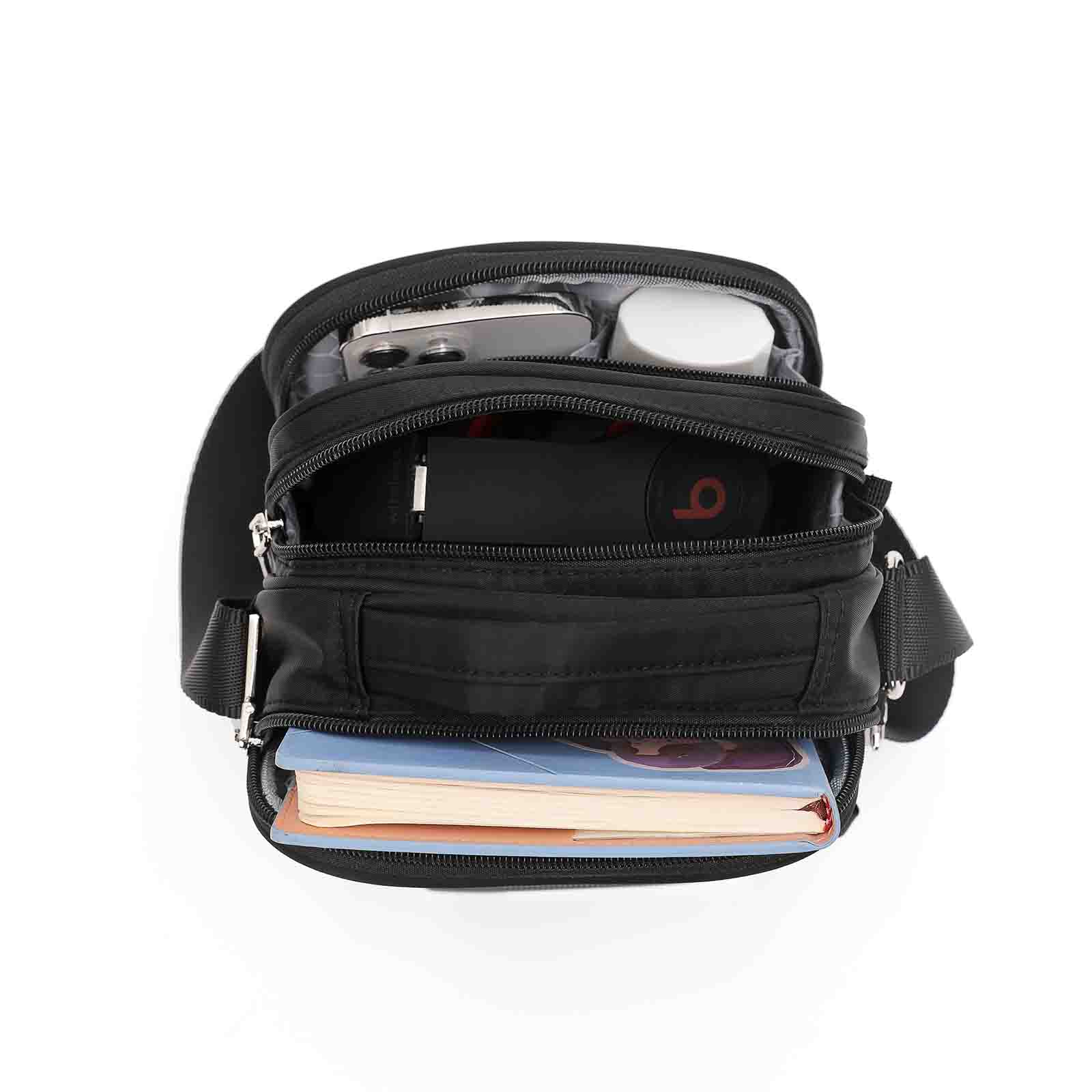 Anti-Theft-Shoulder-Bag-Small-Black-Open