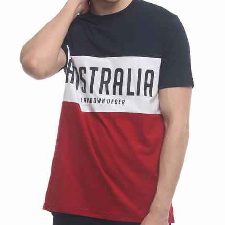 Australia-Land-Down-Under-Tricolour-T-Shirt-Navy-Front